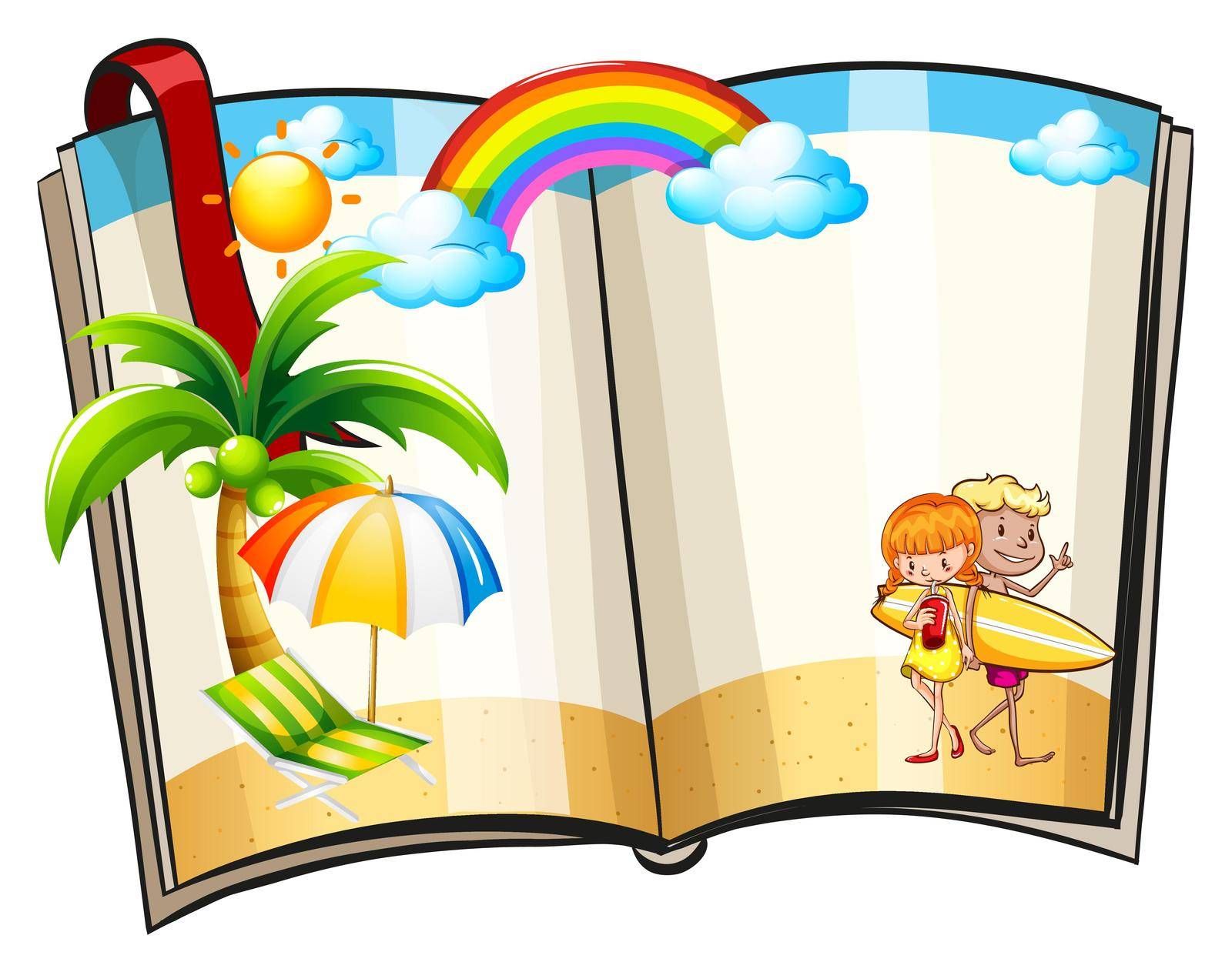 Open book with summer theme design