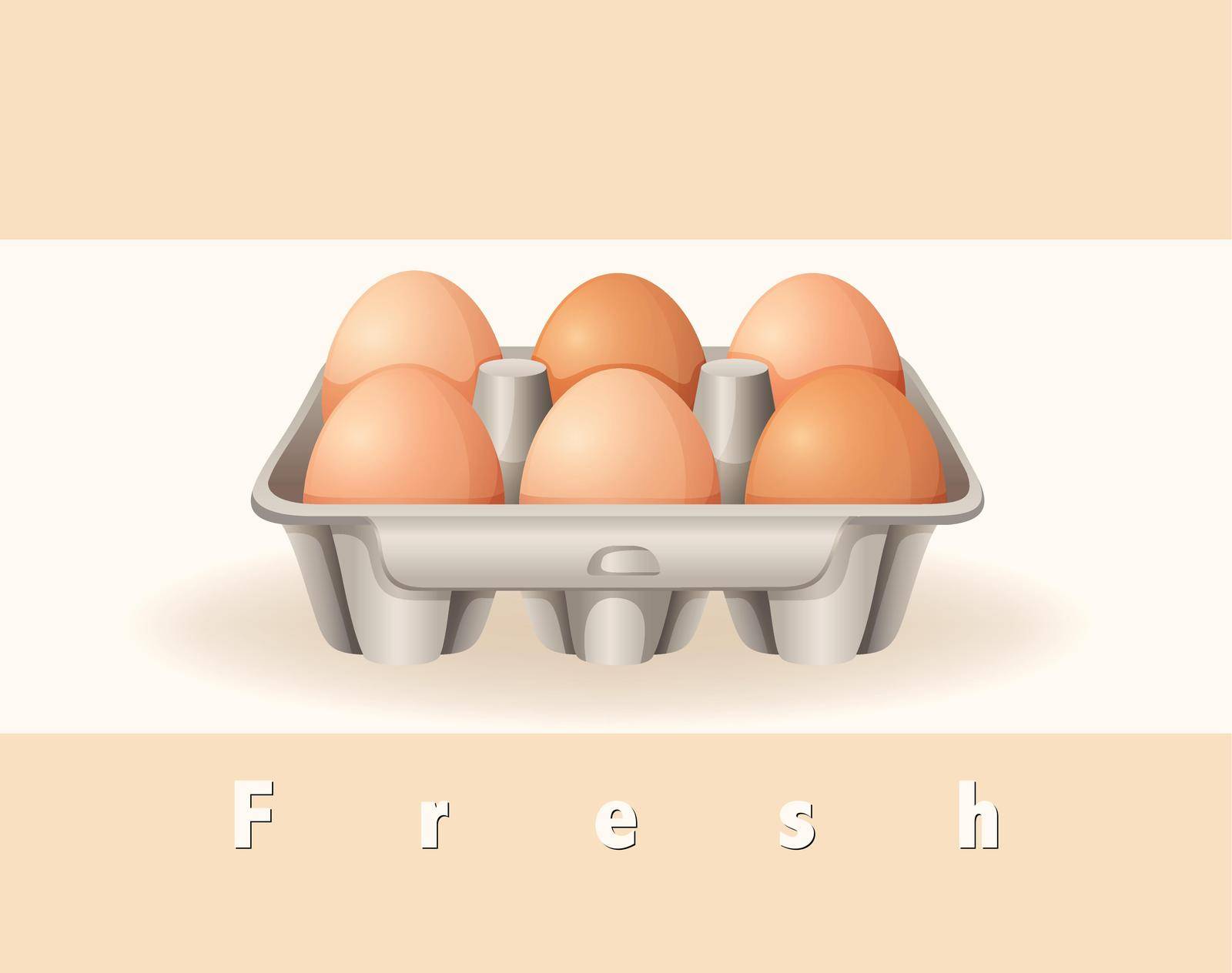 Six fresh eggs in the box