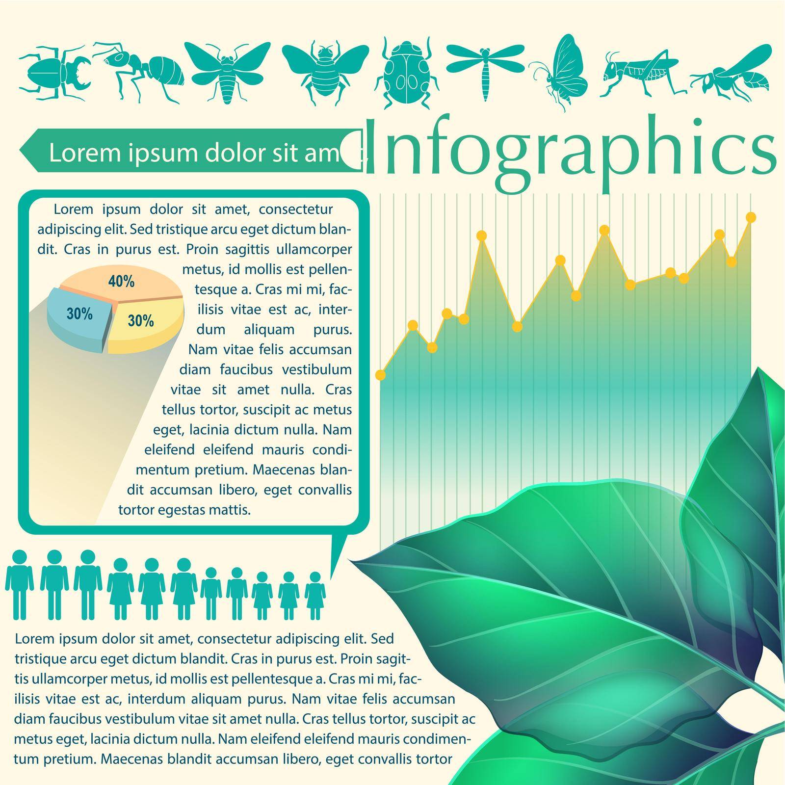 An infographics showing a leaf