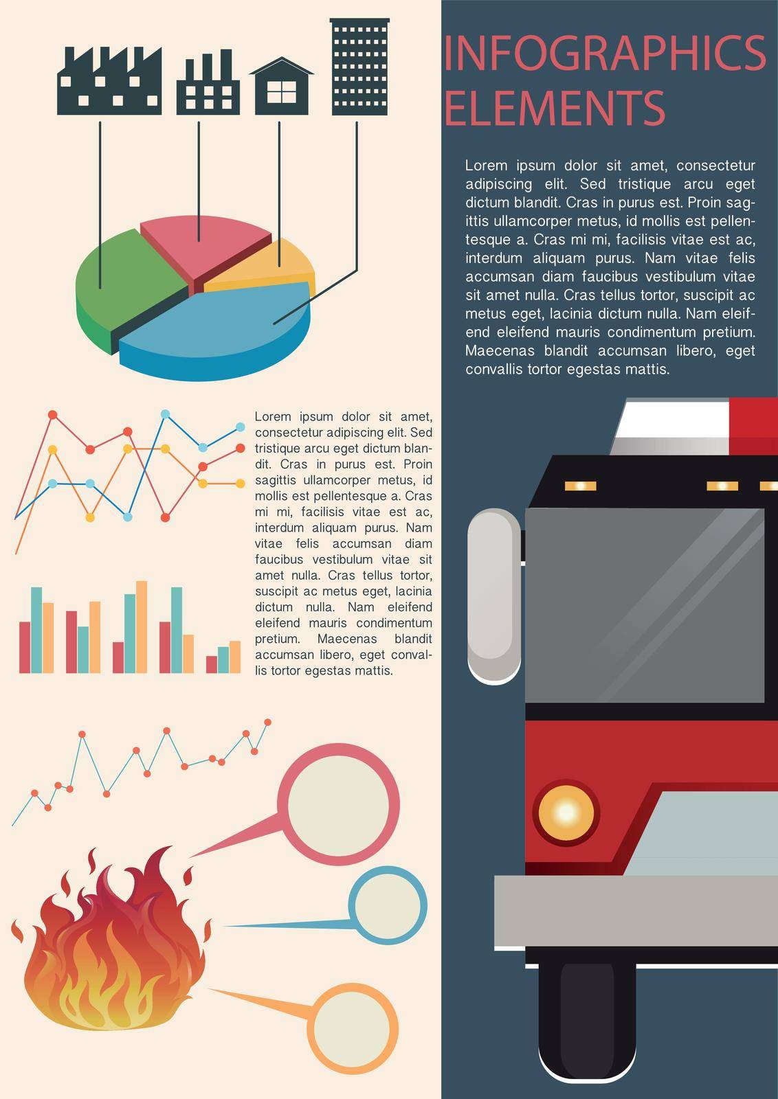 Infographics elements with different graphs