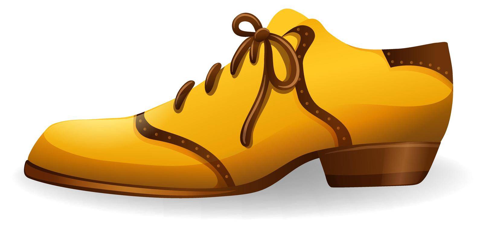 One side yellow-brown color shoe on a white background