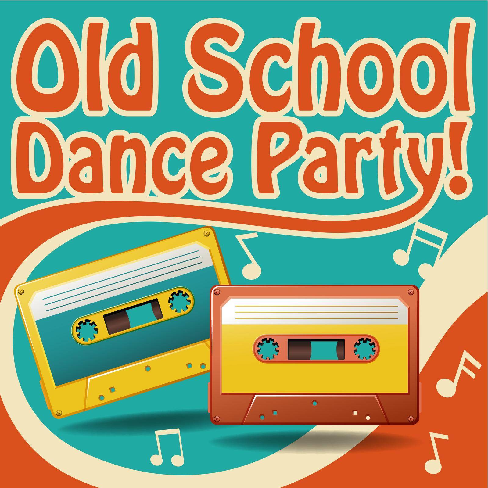 Old school dance party poster in retro design