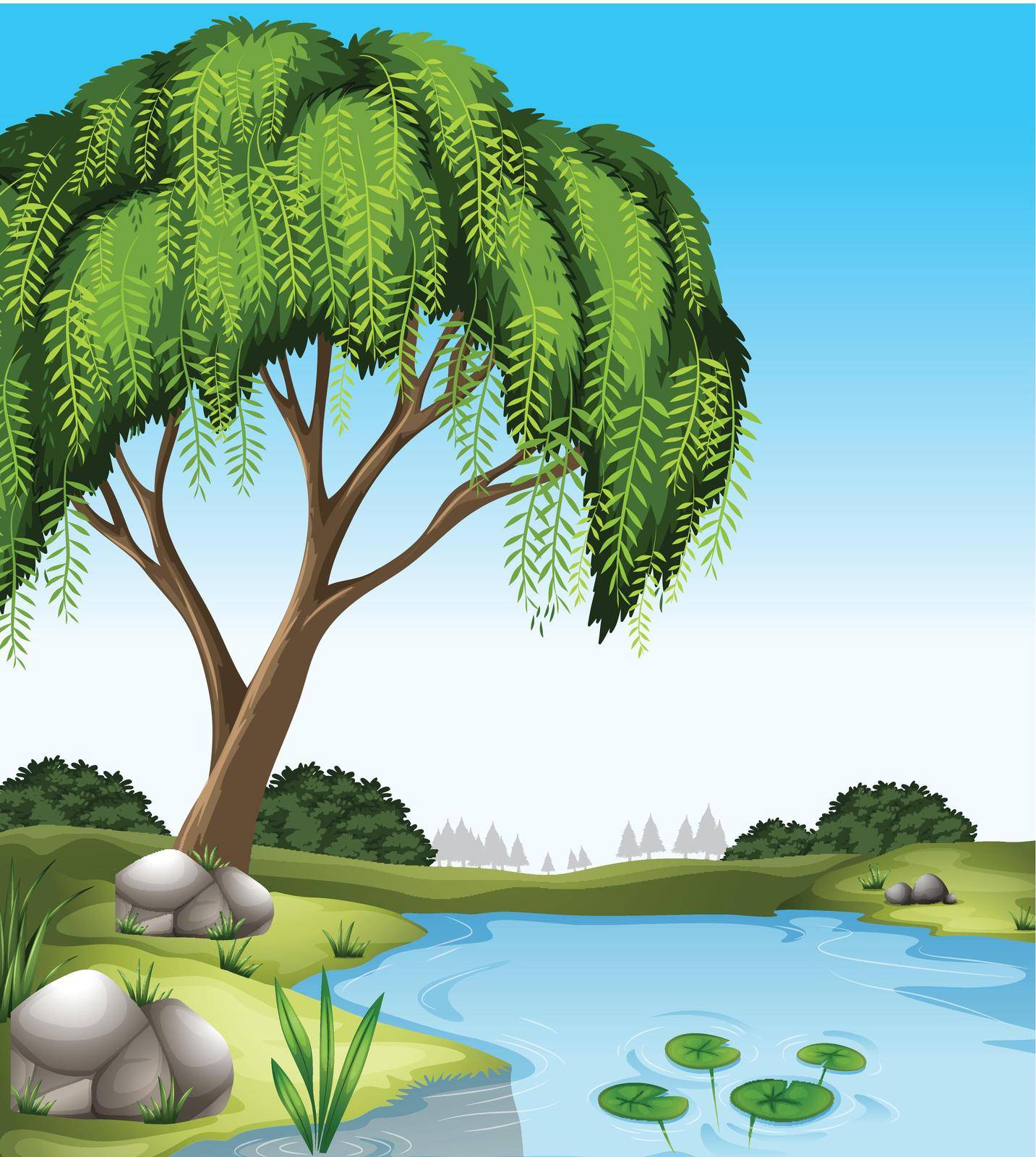 Poster of a tree at the bank of a river