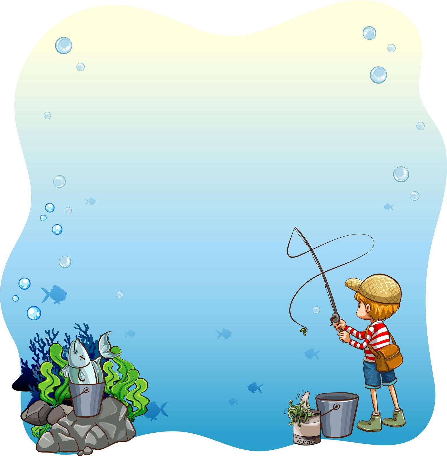 Writing space with boy fishing alone background
