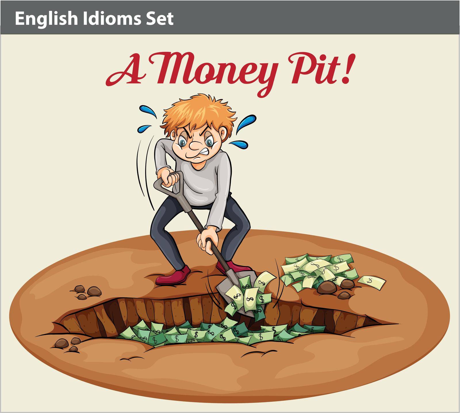 English idiom showing the wealth at the pit by iimages