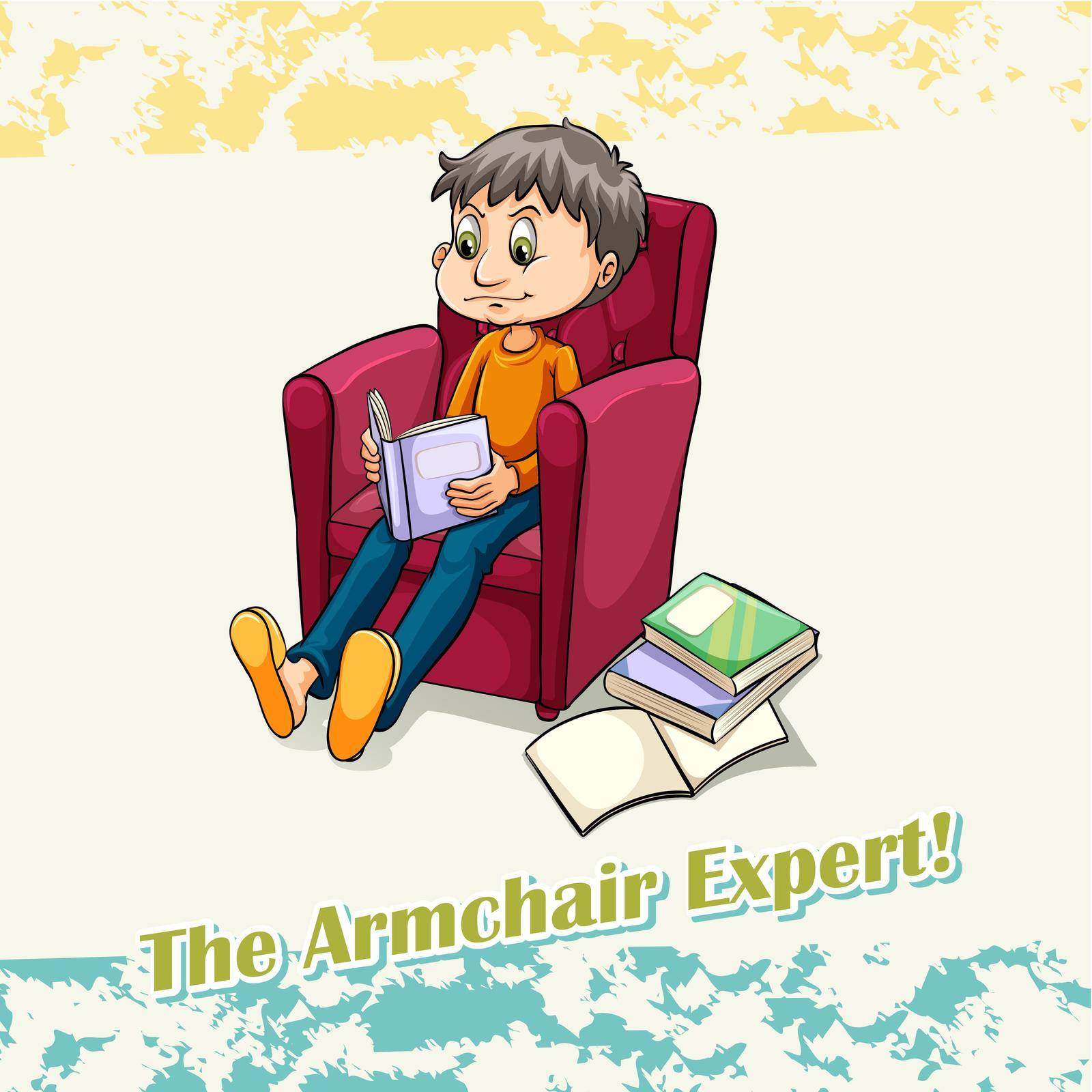 Old saying armchair expert illustration