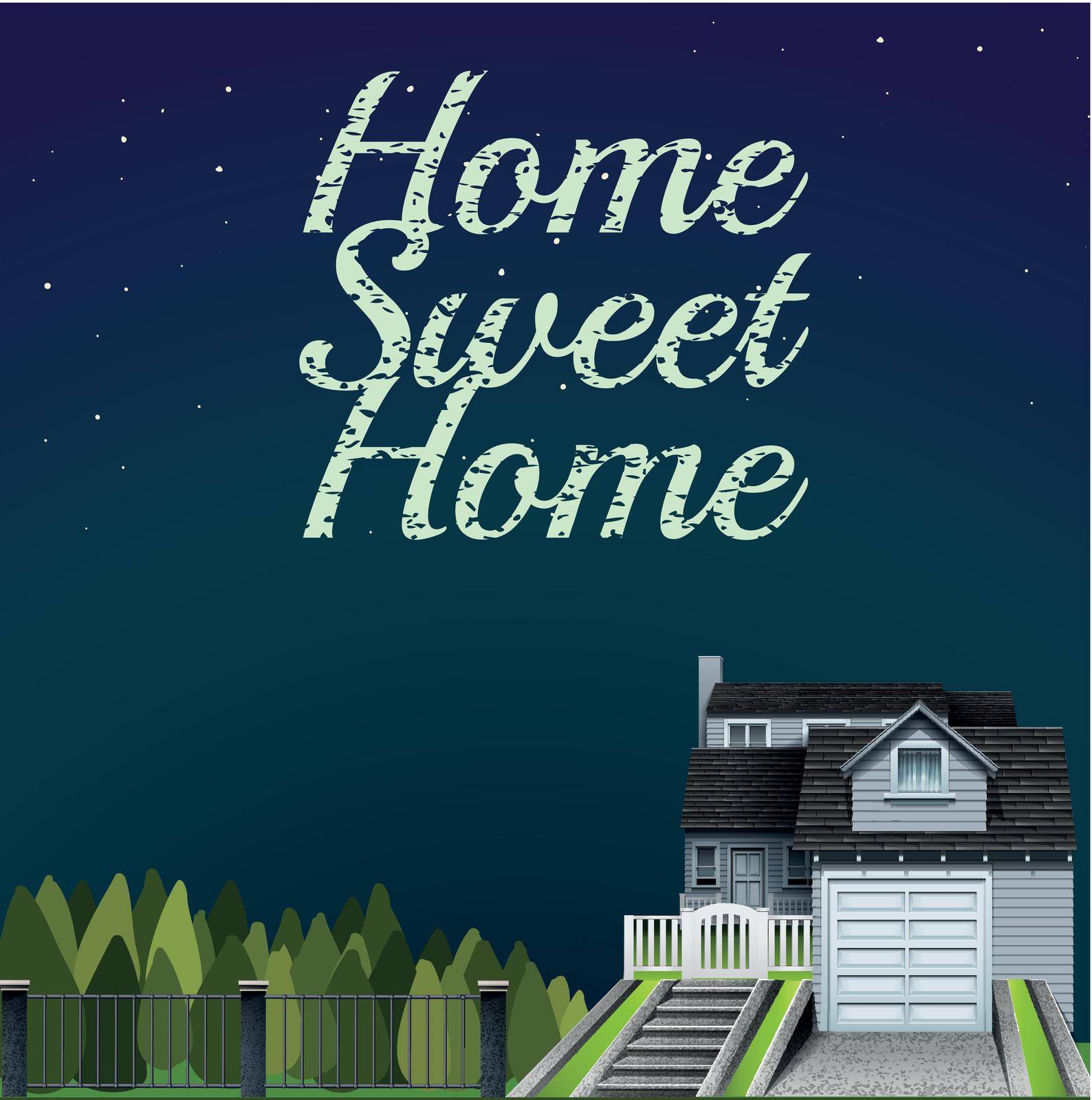 Home sweet home at night time illustration