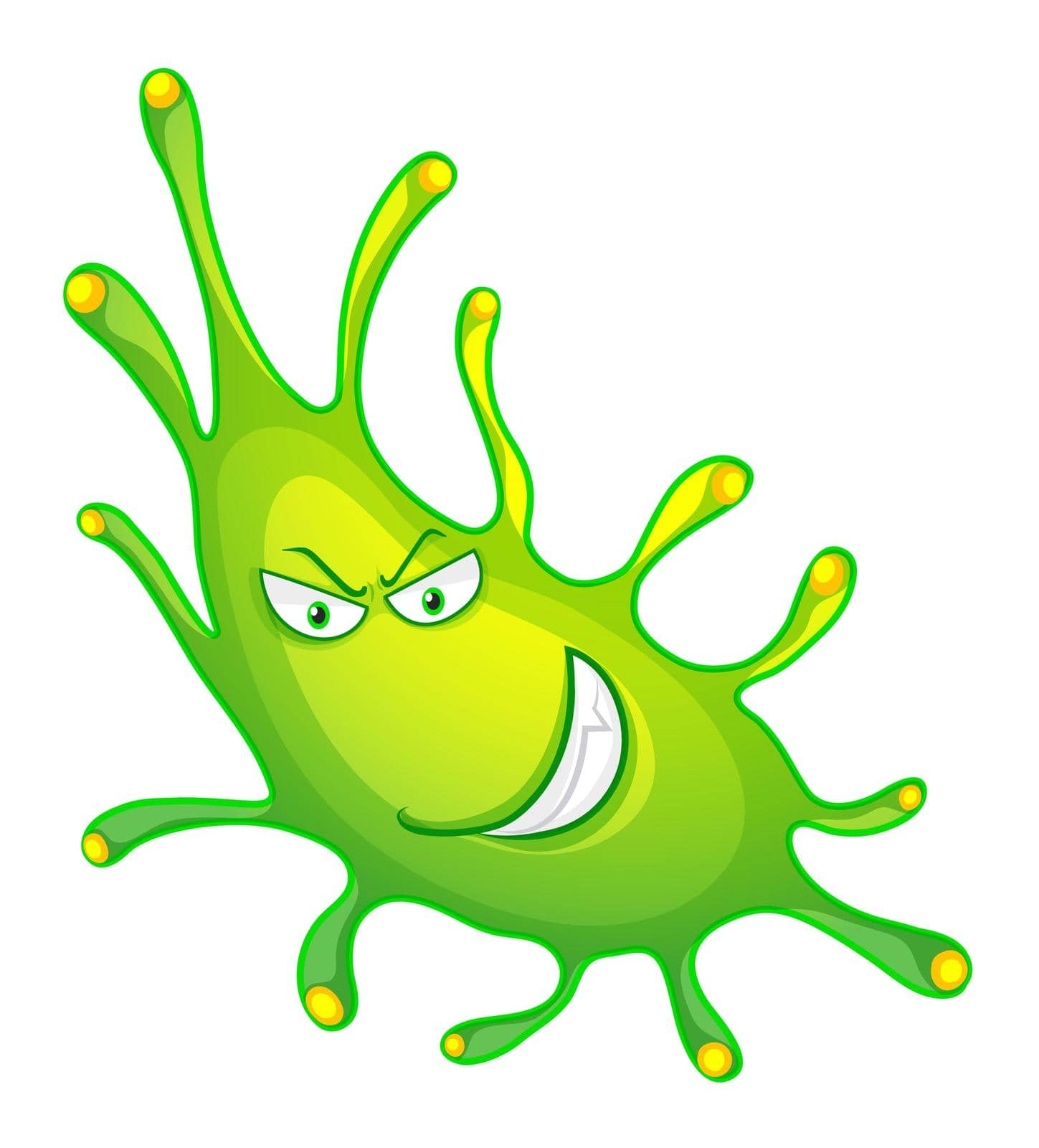 Green bacteria with monster face illustration