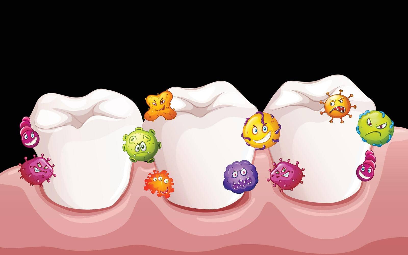 Bacteria in human teeth illustration