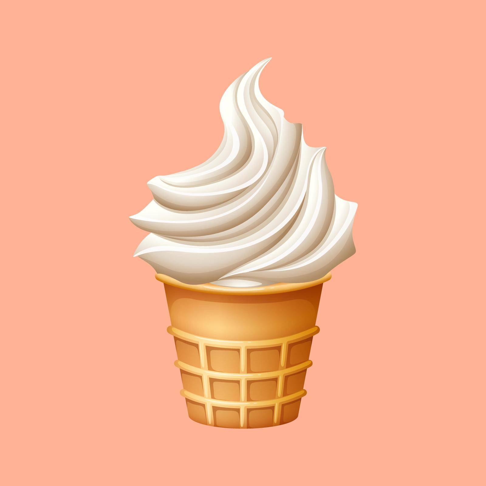 Soft ice cream in cone illustration