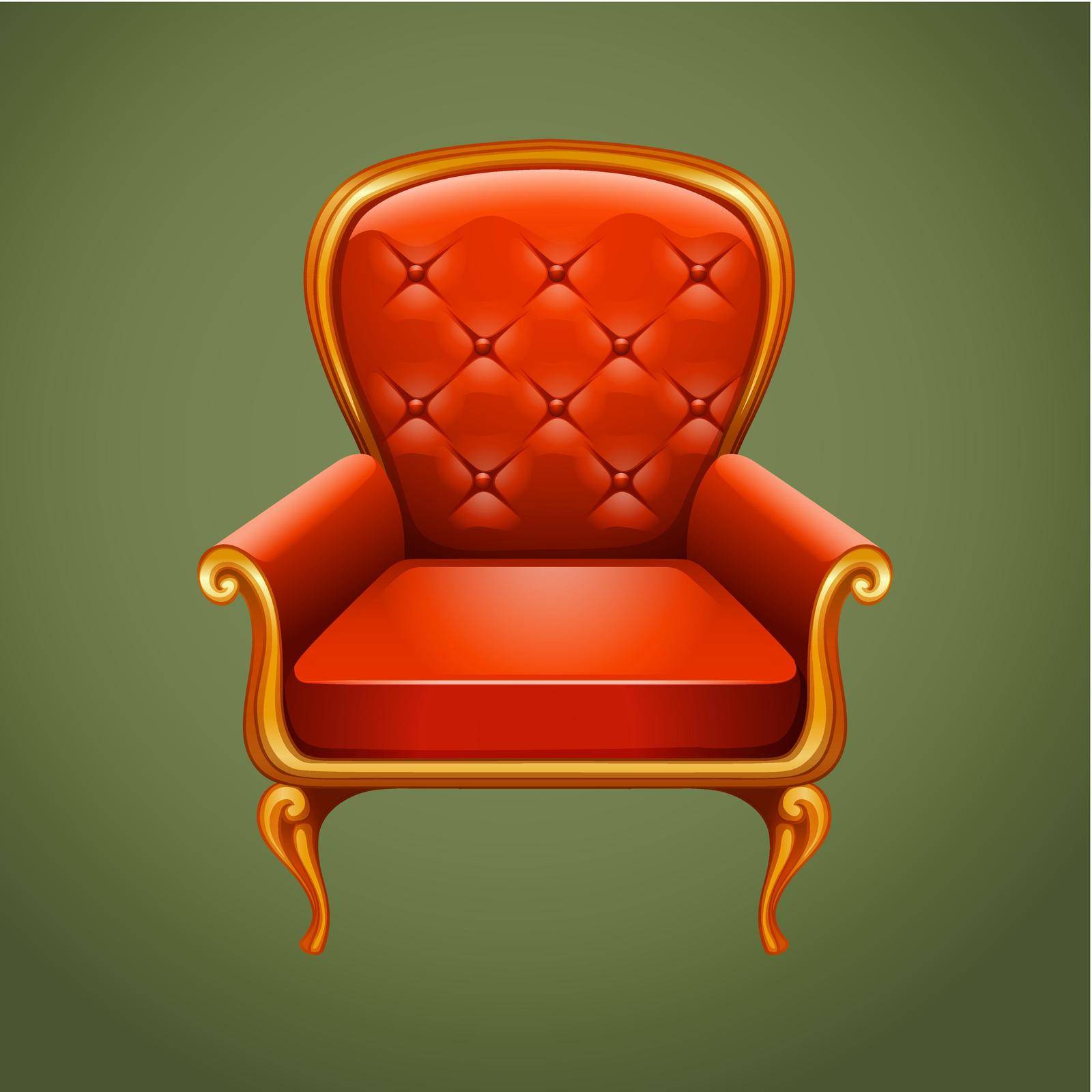 Luxury armchair on gray illustration