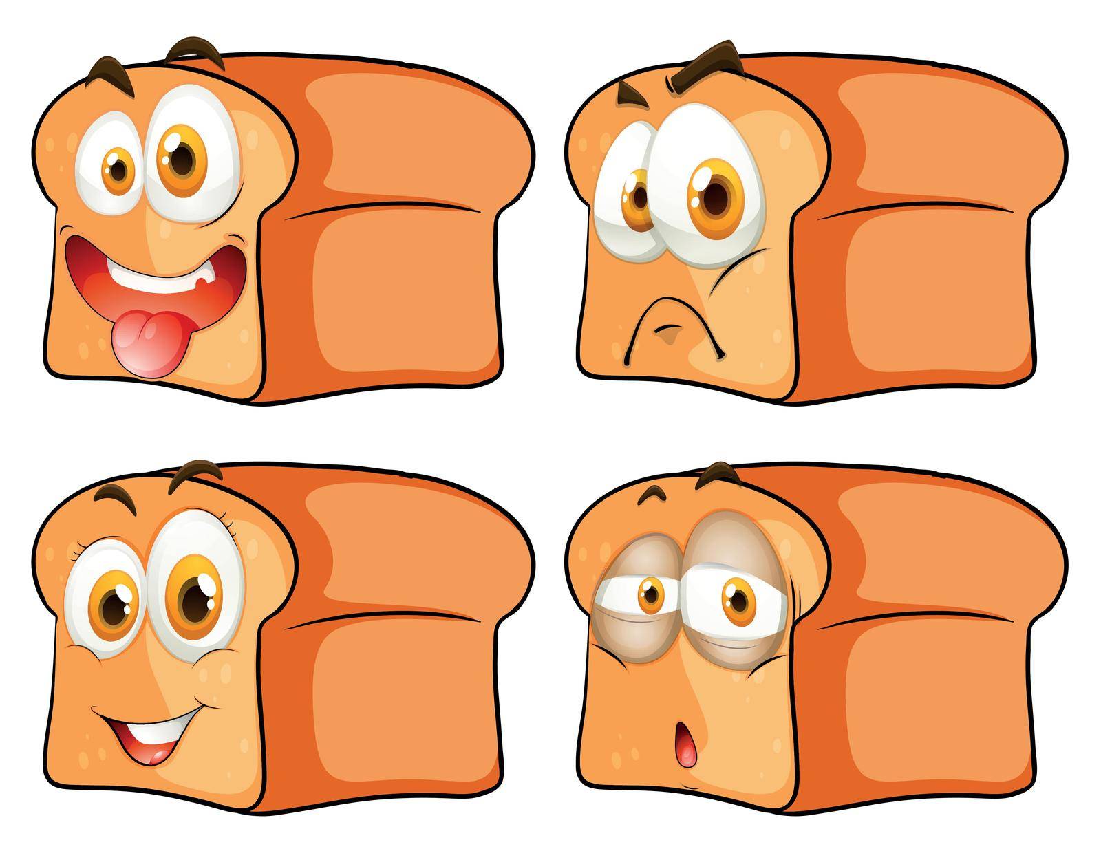 Bread with facial expression illustration