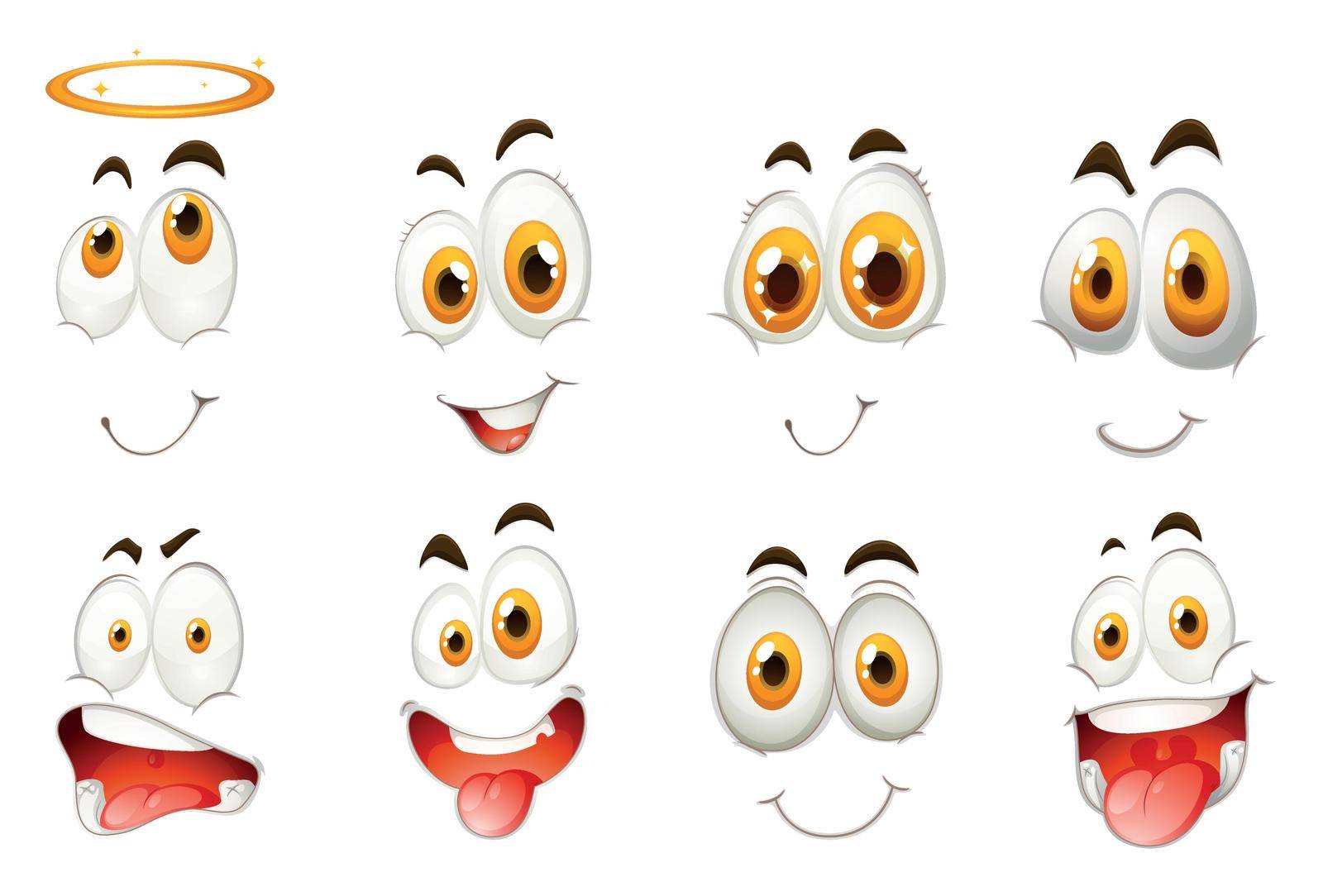 Different kind of facial expressions illustration