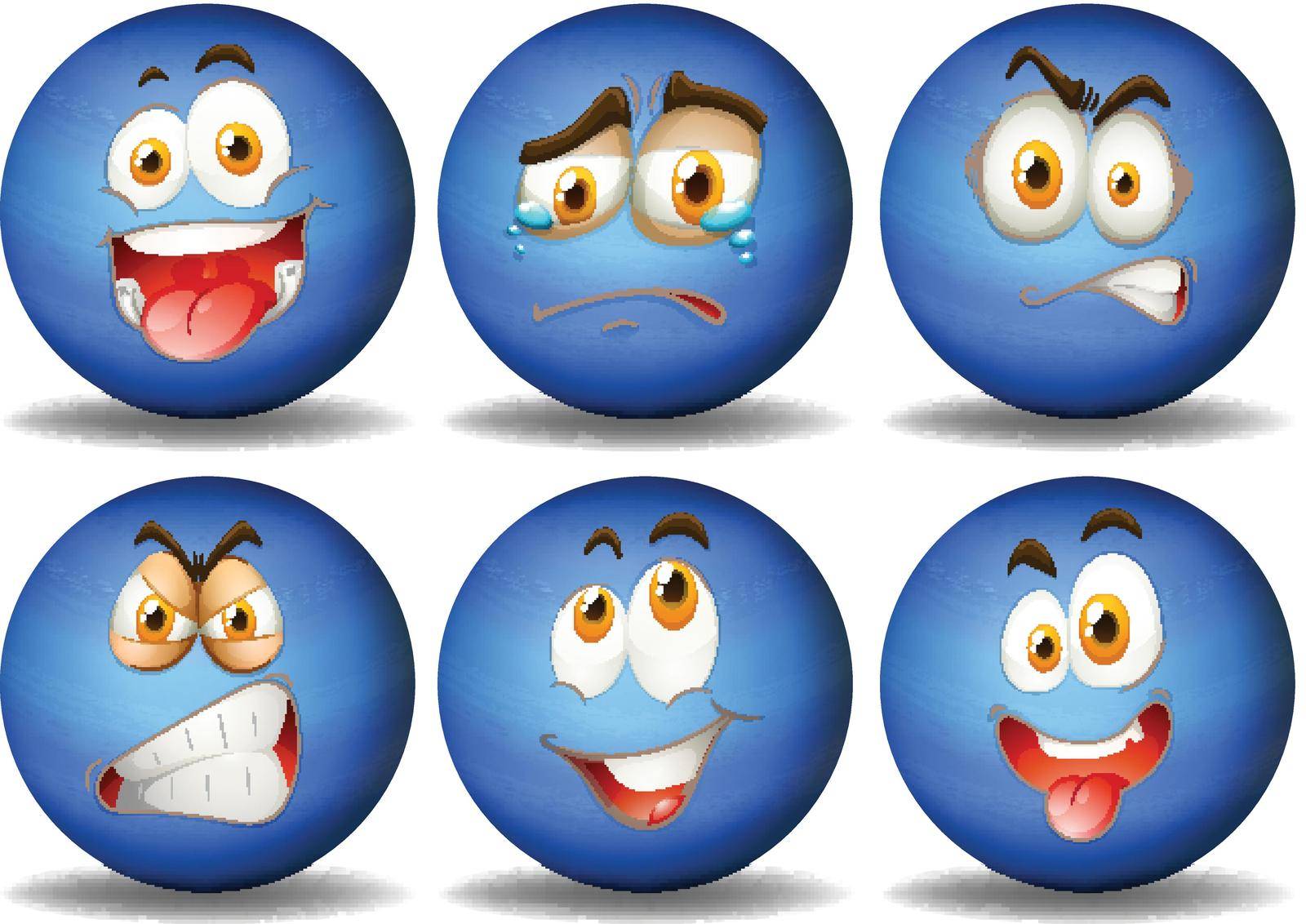 Blue ball with expression illustration