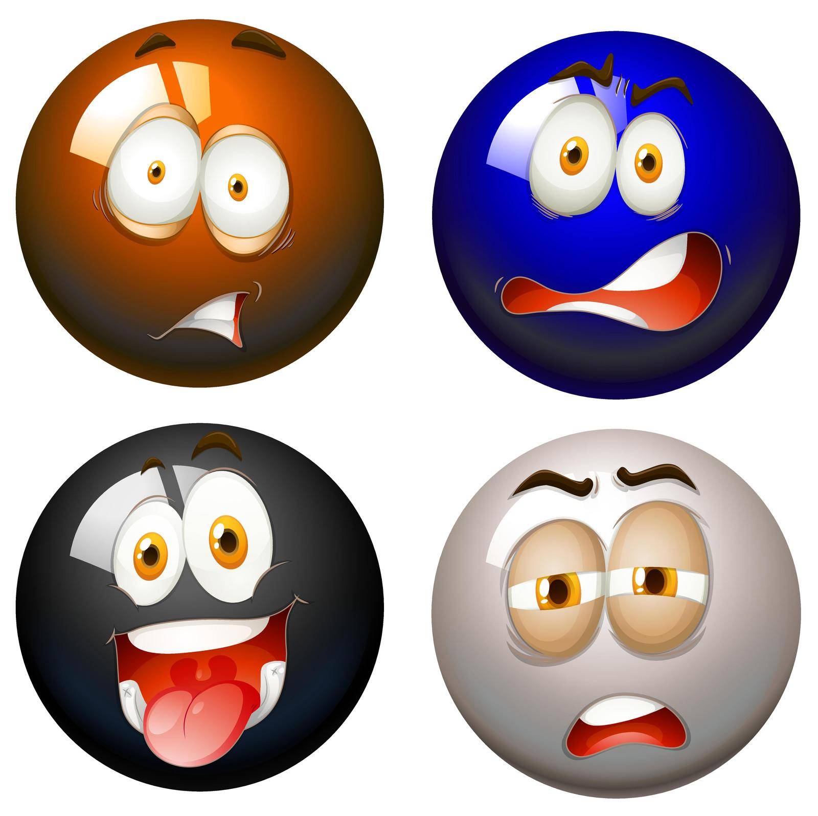 Snooker balls with facial expressions illustration