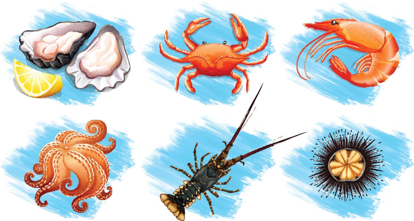 Different type of seafood illustration