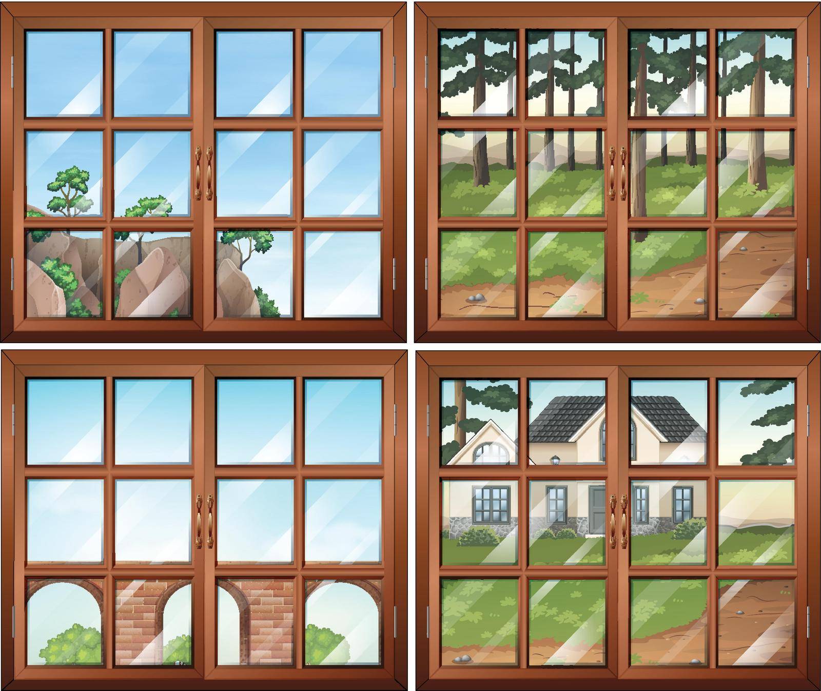 Four scene from windows illustration
