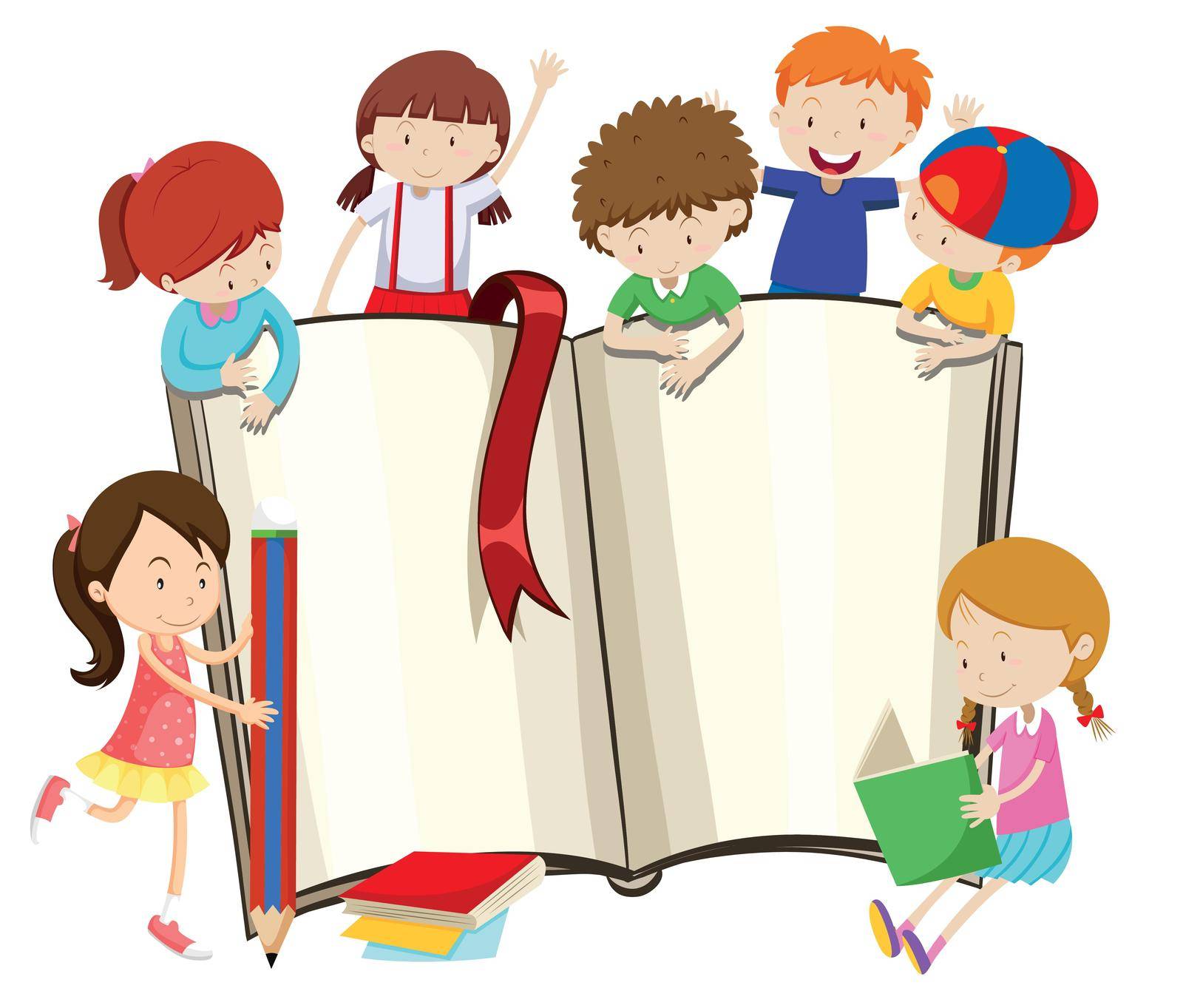 Blank book and children illustration