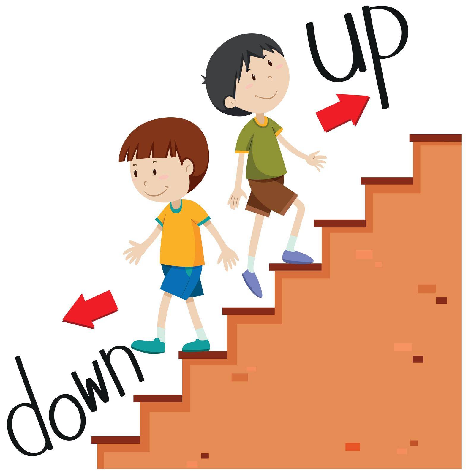 Boys walking up and down illustration