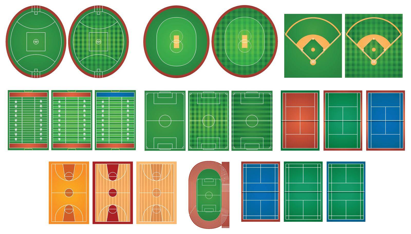 Sport courts and fields illustration