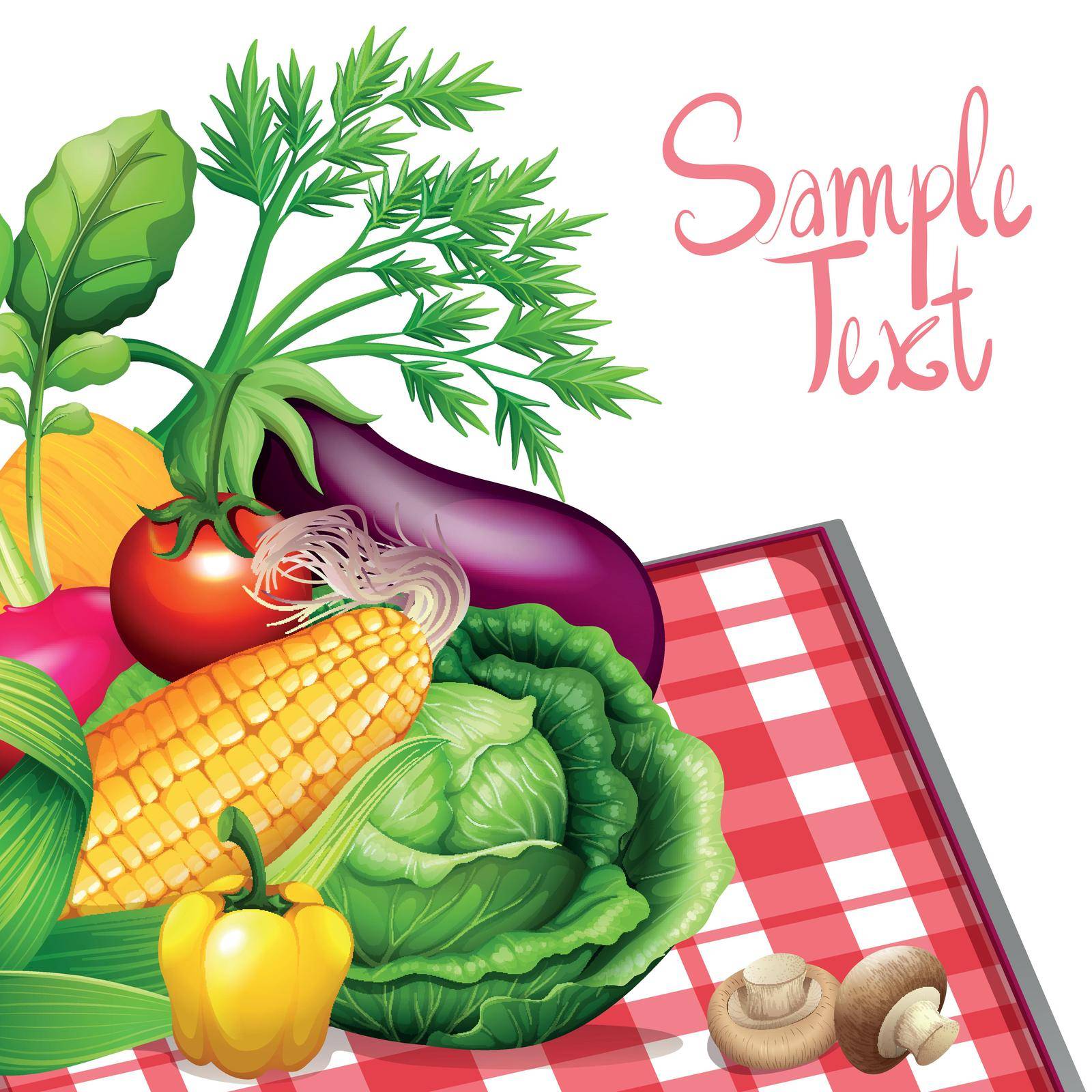Fresh vegetables with sample text illustration
