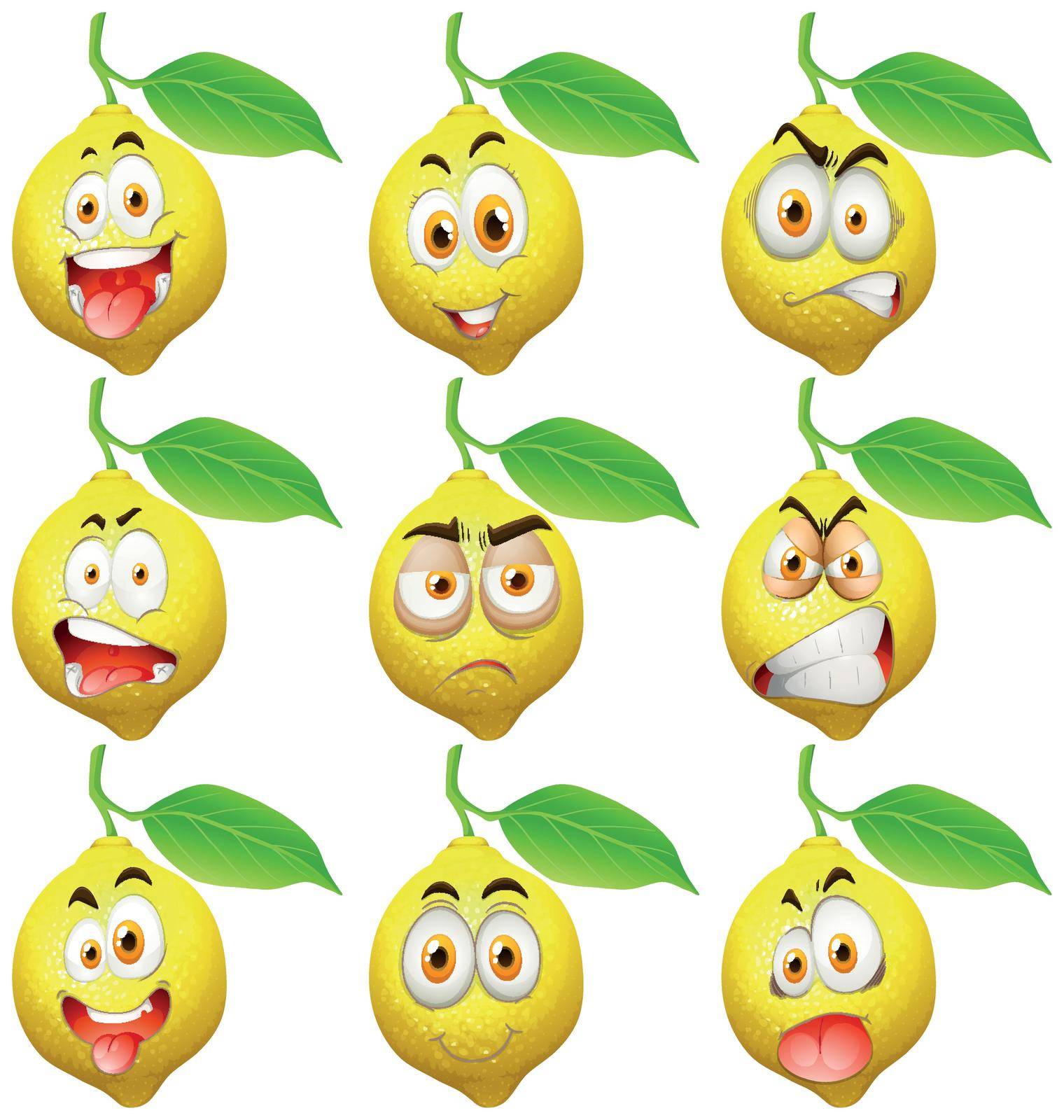 Fresh lemon with facial expressions by iimages