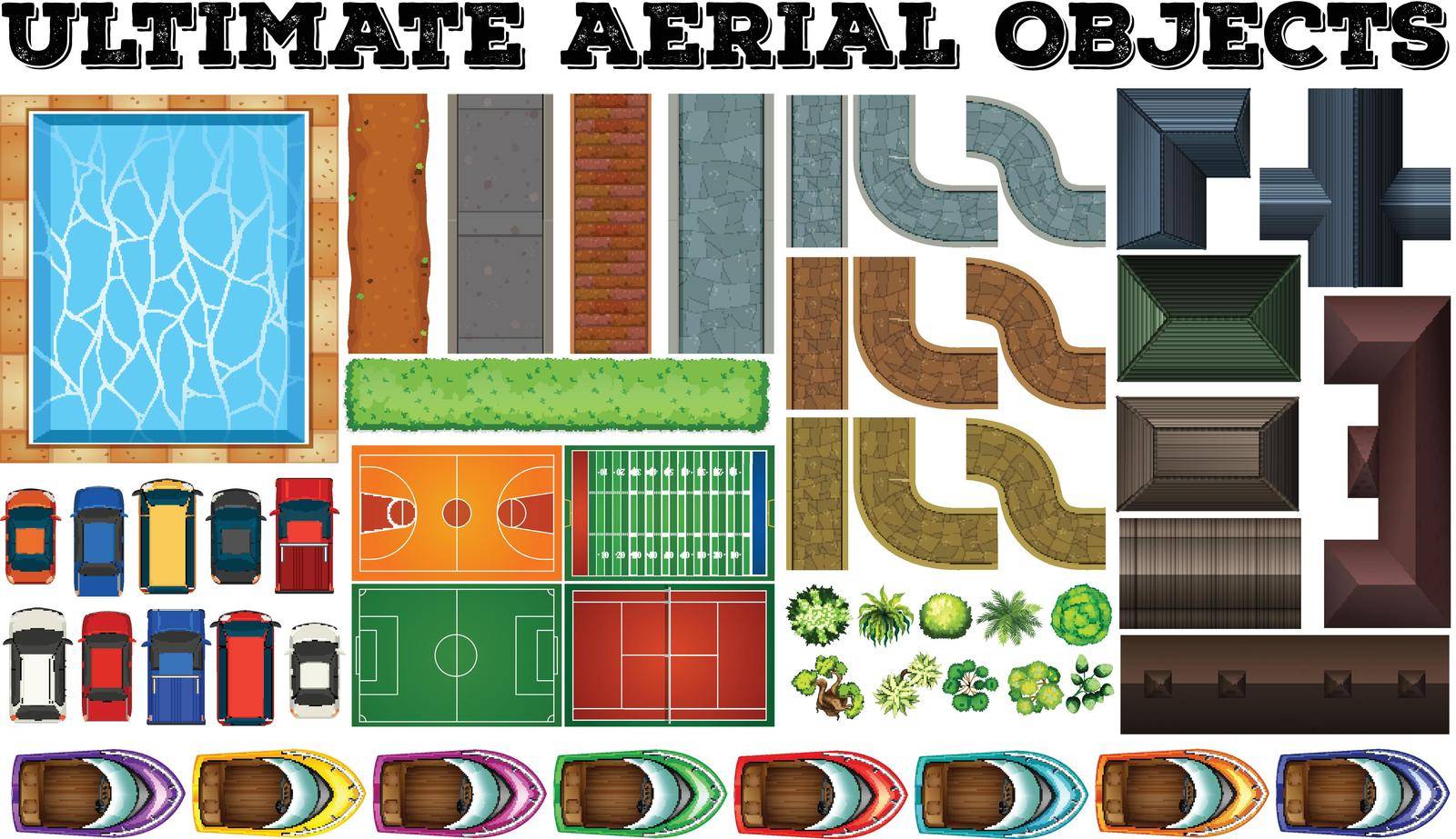 Ultimate aerial objects in set illustration