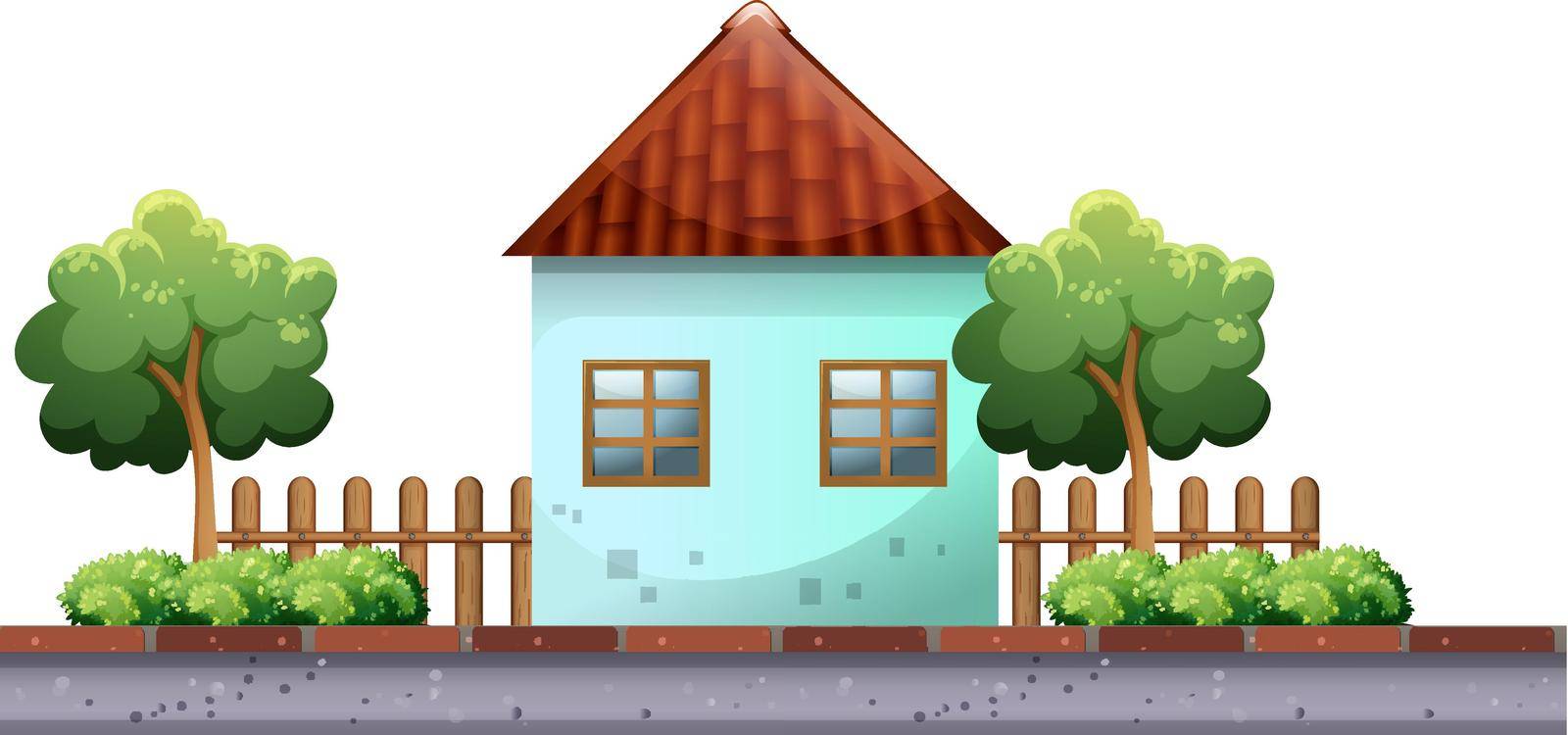 Single house on the road illustration