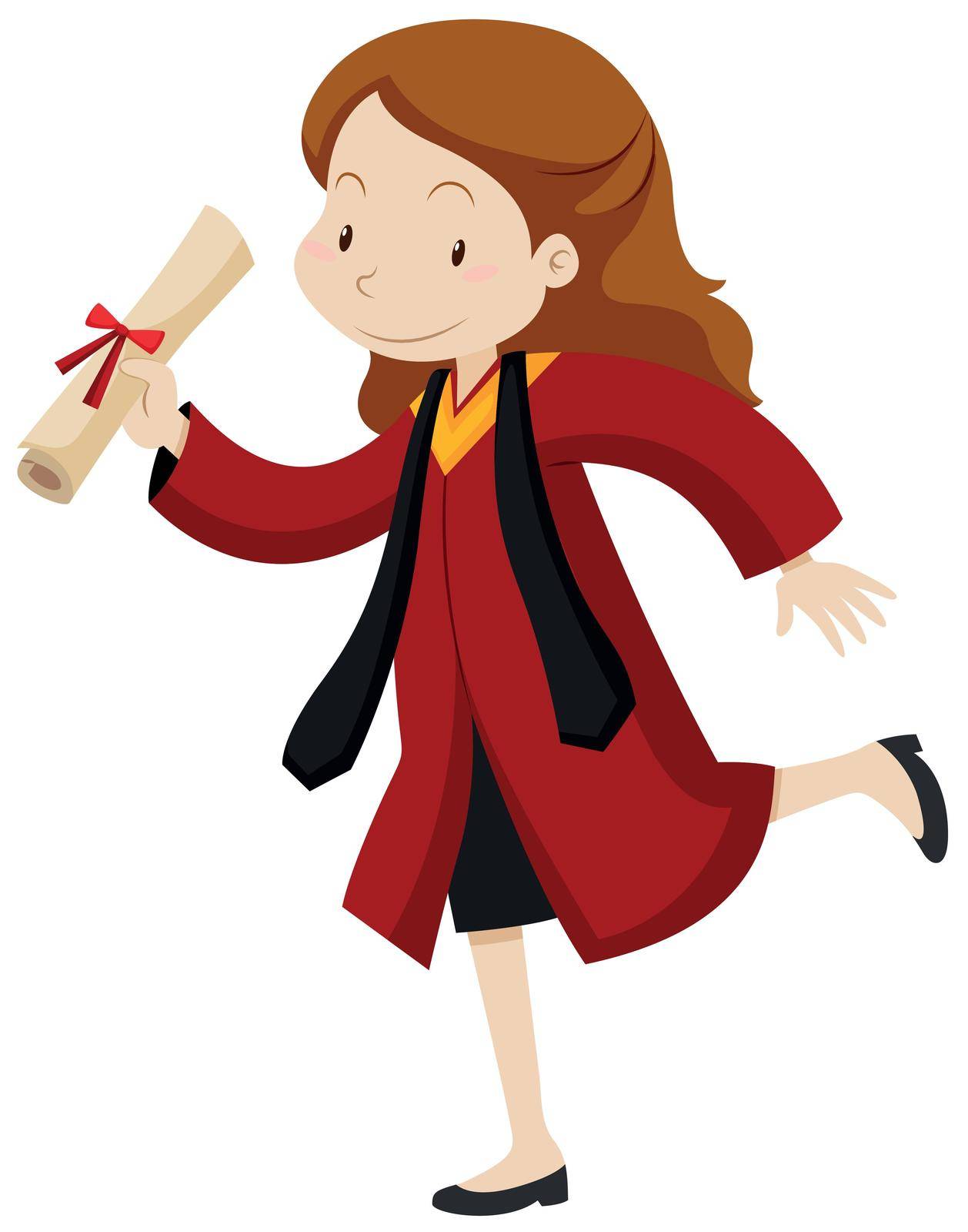 Woman in red graduation gown illustration
