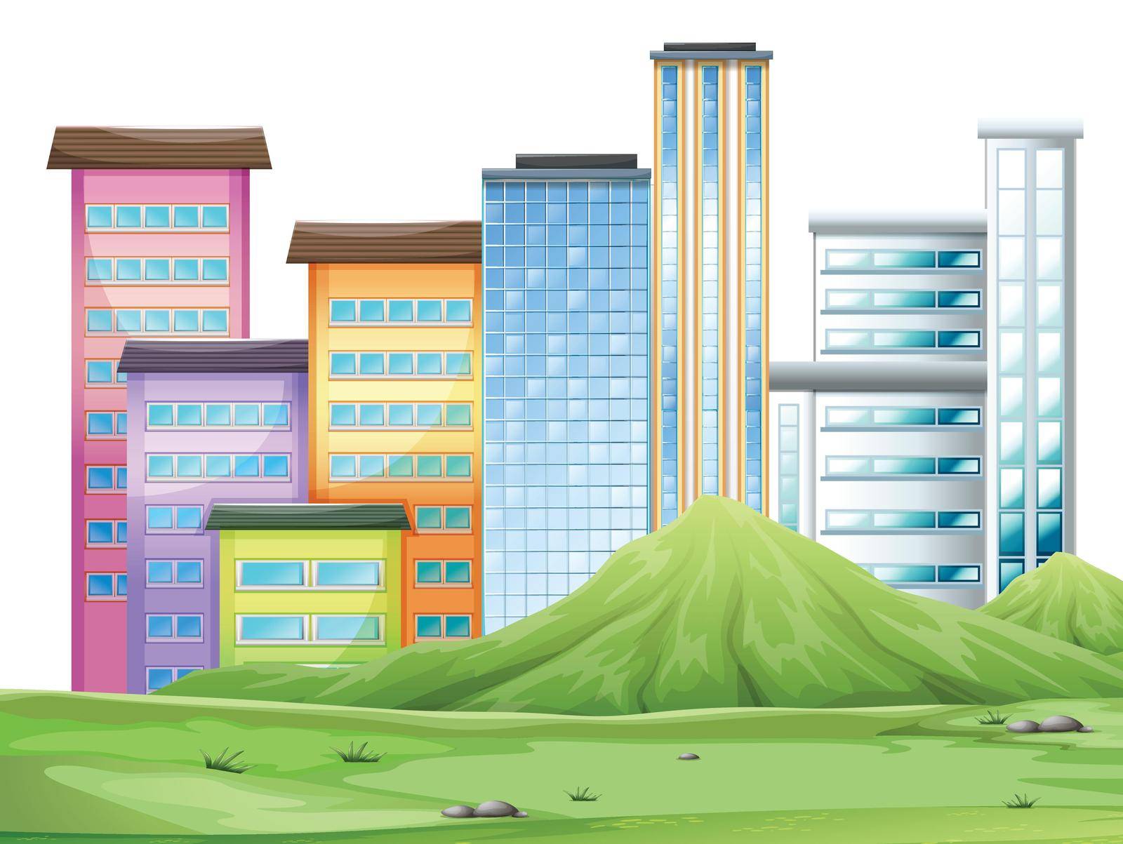 Buildings in the town illustration