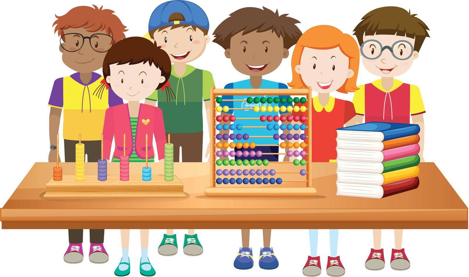 Children learning at school illustration