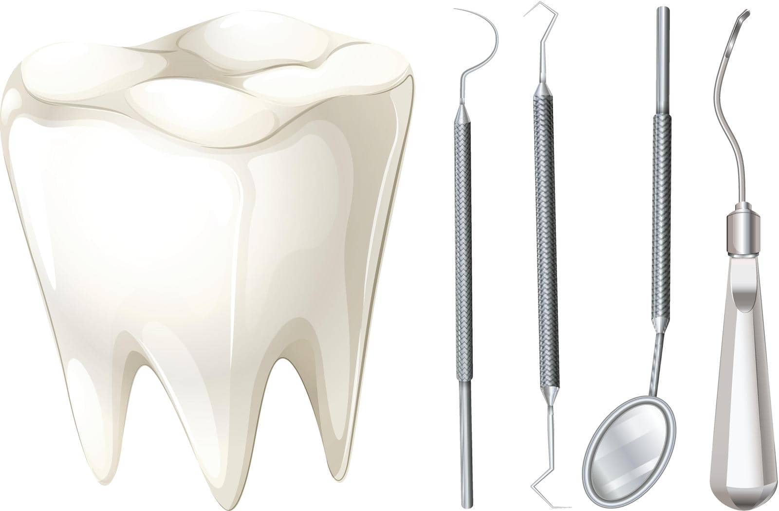 Dental set with tooth and equipment illustration