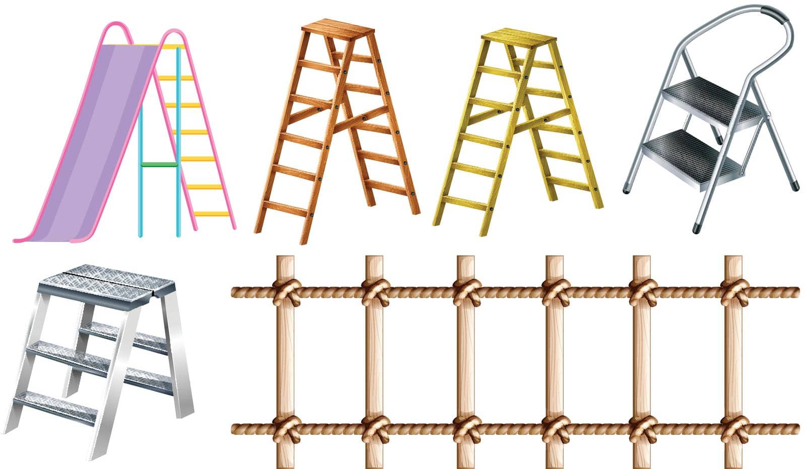 Different types of ladders illustration