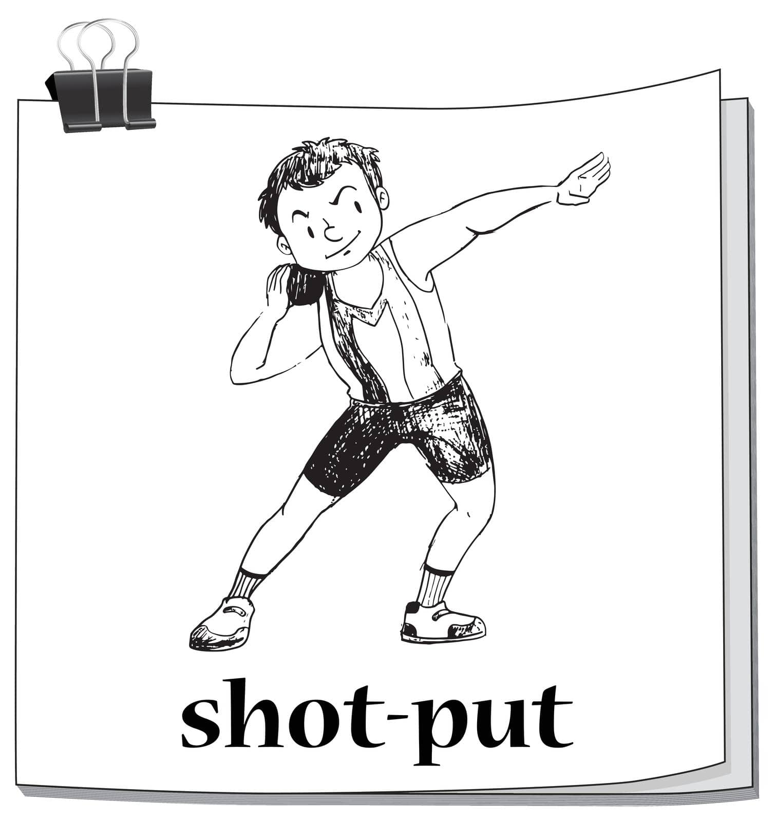Shot put sport on paper illustration