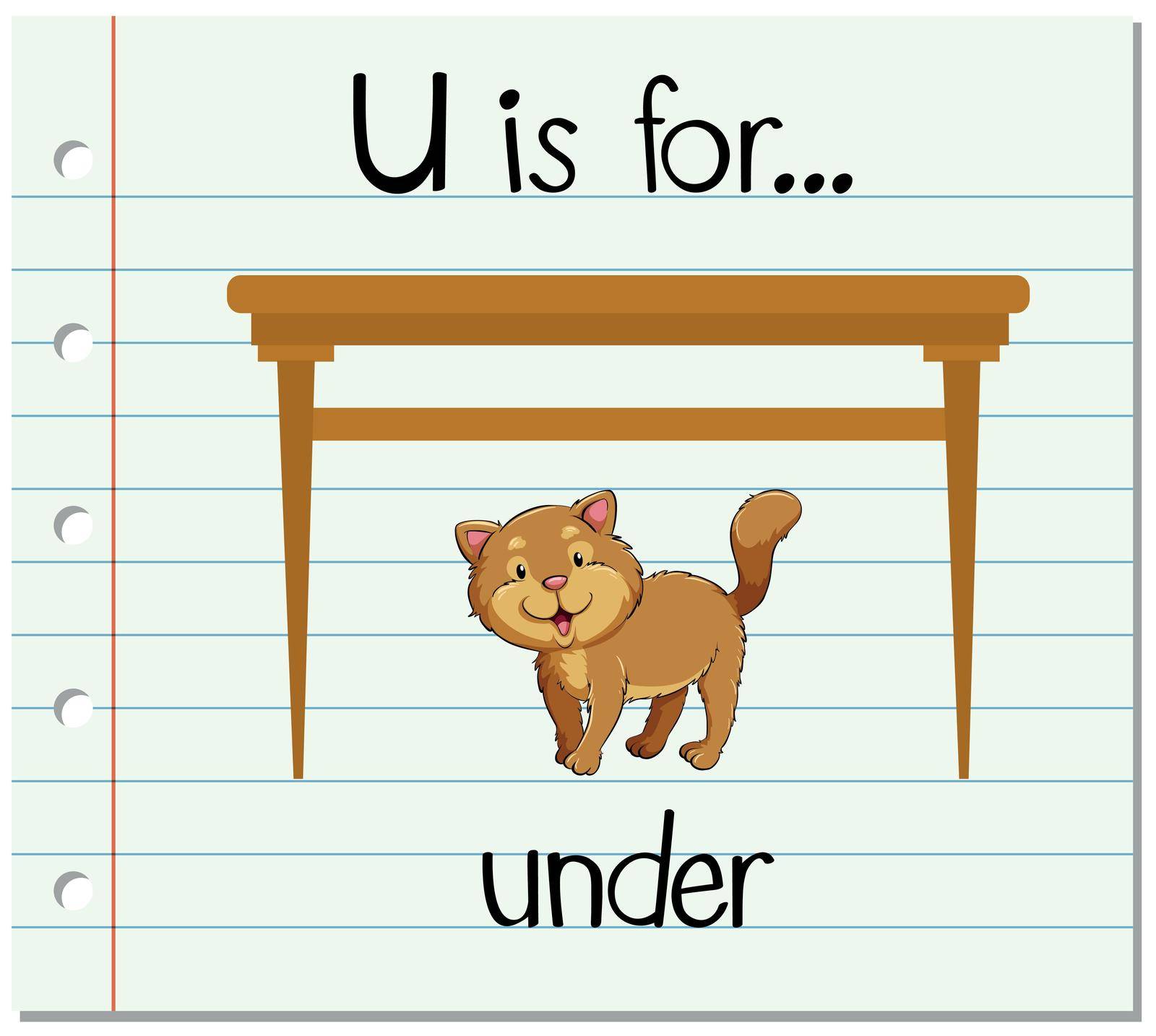 Flashcard letter U is for under by iimages