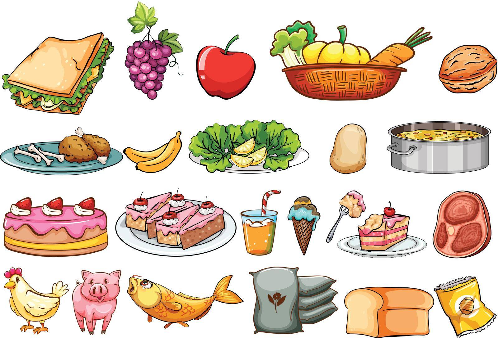 Food and ingredients set illustration