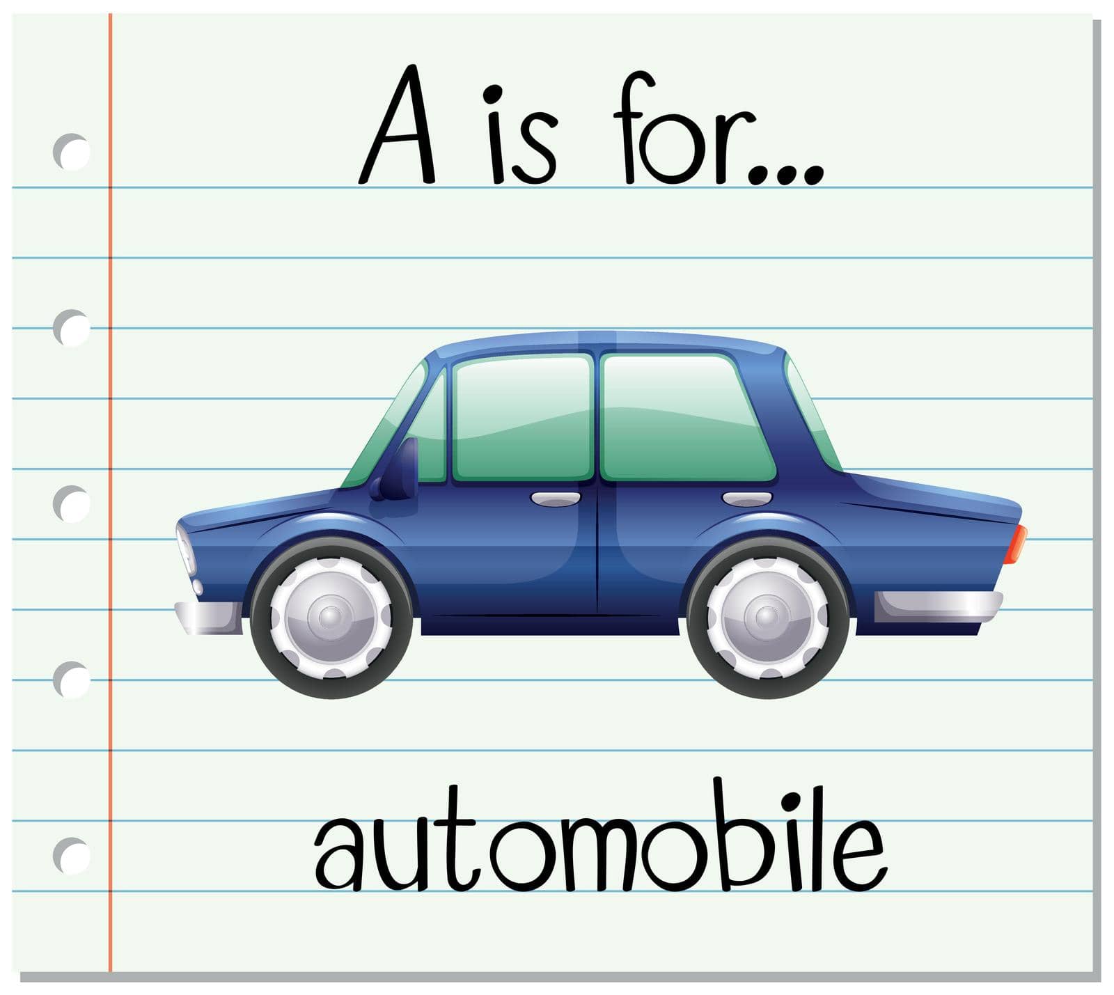 Flashcard letter A is for automobile by iimages