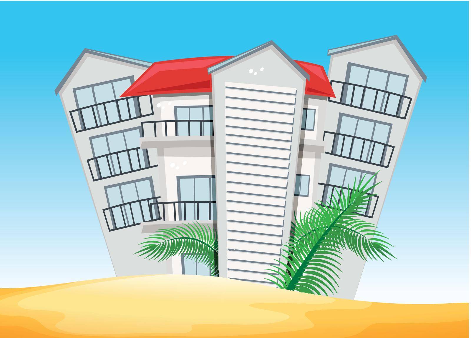 Buildings on the beach illustration
