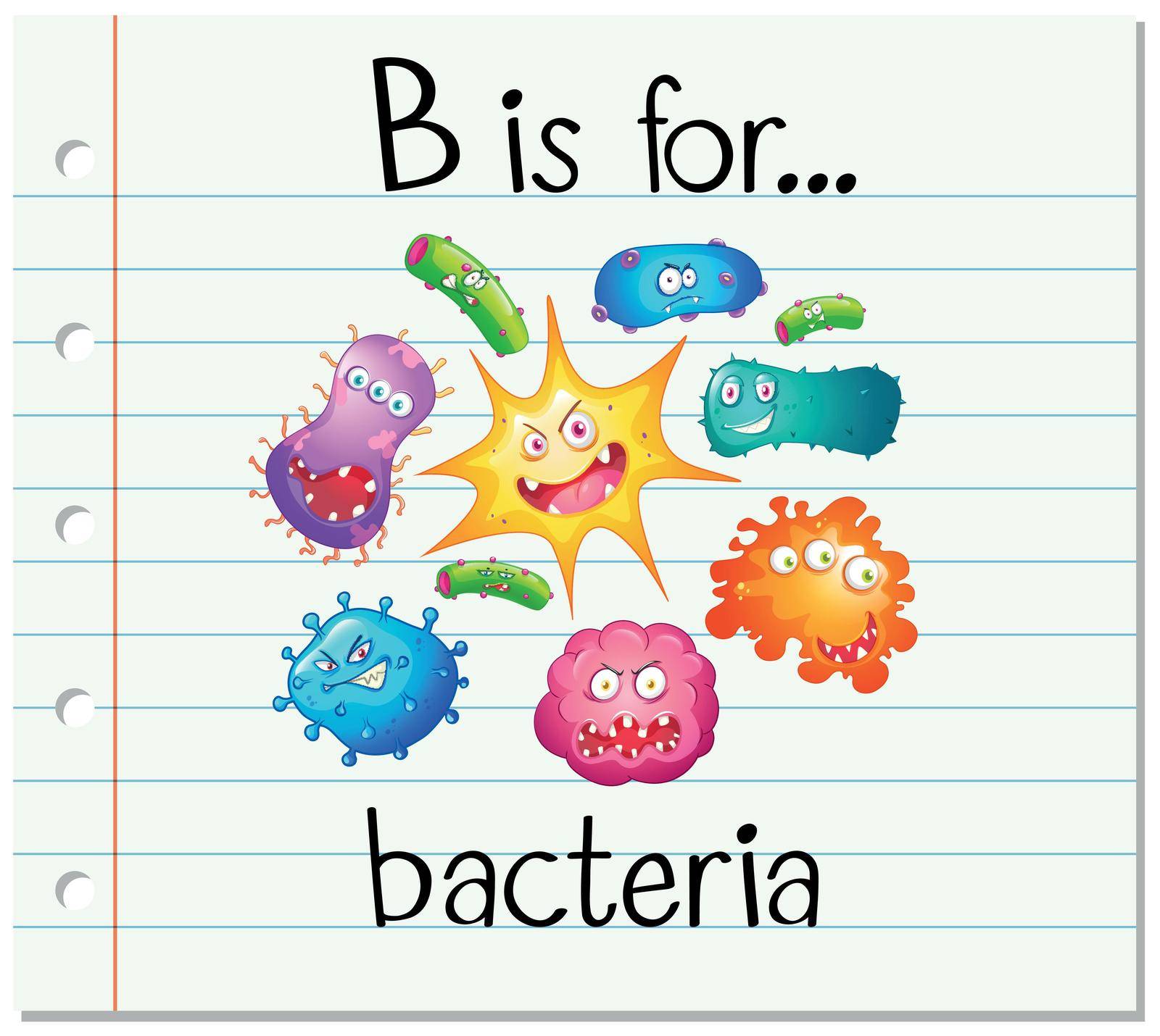 Flashcard alphabet B is for bacteria illustration