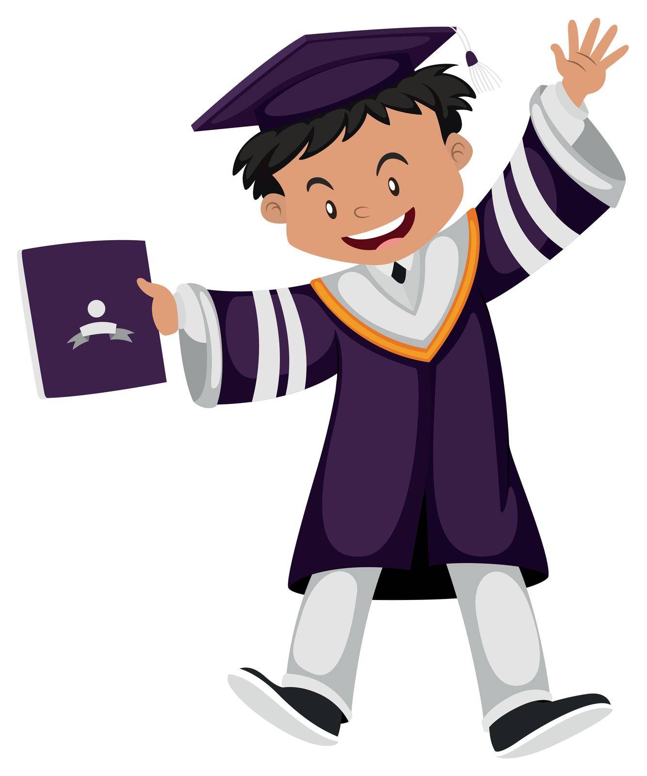 Man in purple graduation outfit illustration