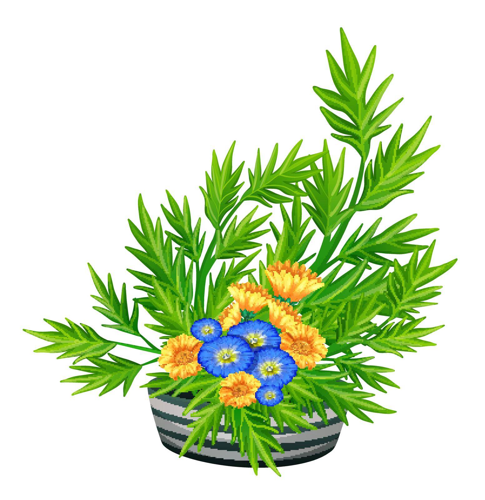 Decorated flowers in the bowl illustration