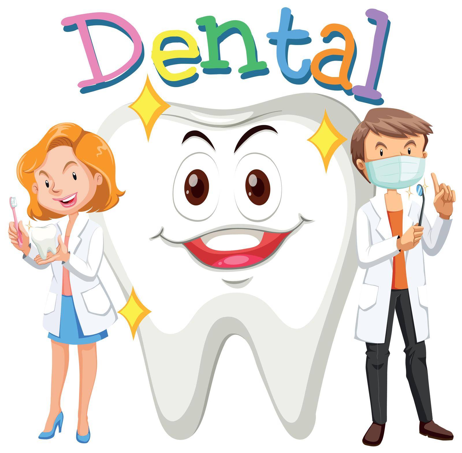 Dentists and clean tooth by iimages