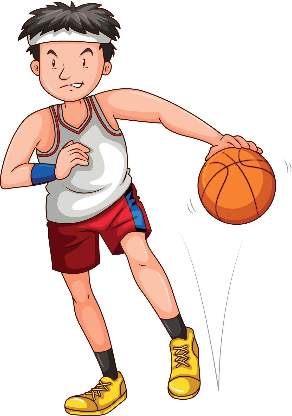Man playing basketball alone by iimages