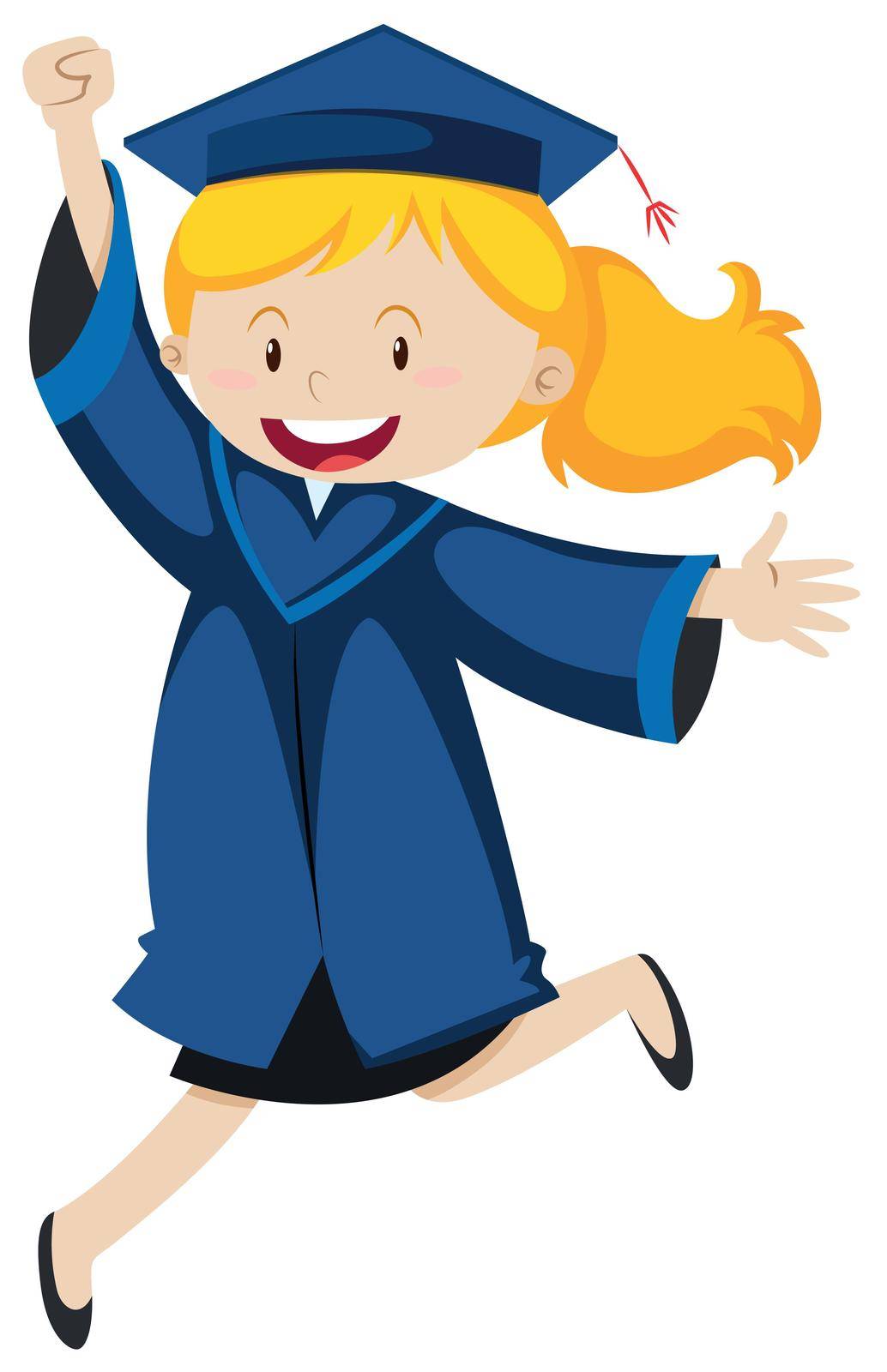 Woman in blue graduation gown illustration