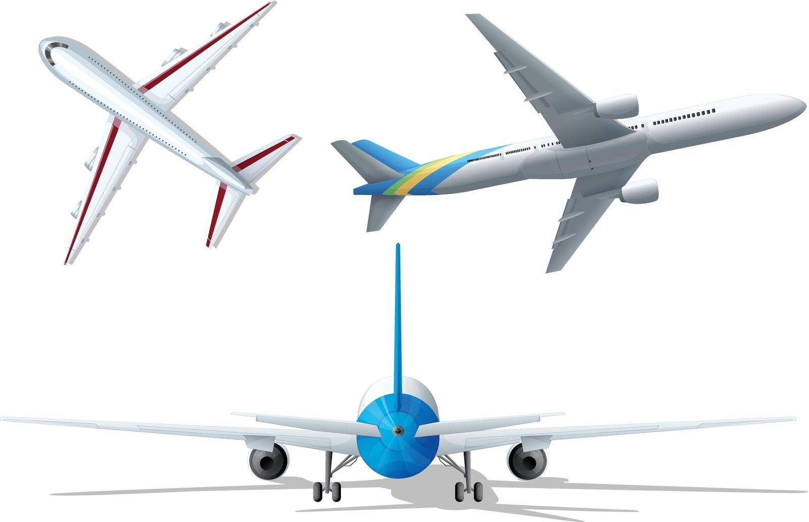 Different angle of the airplanes illustration