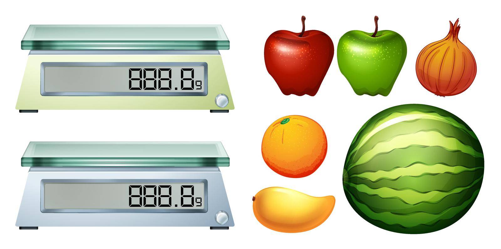Measurement scales and fresh fruits by iimages