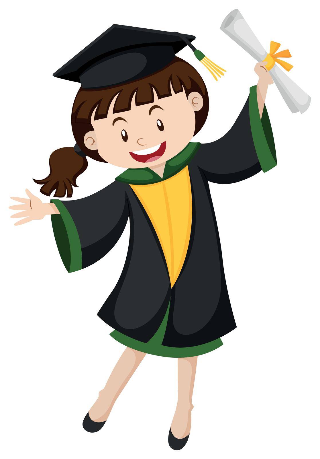 Graduation girl with degree illustration