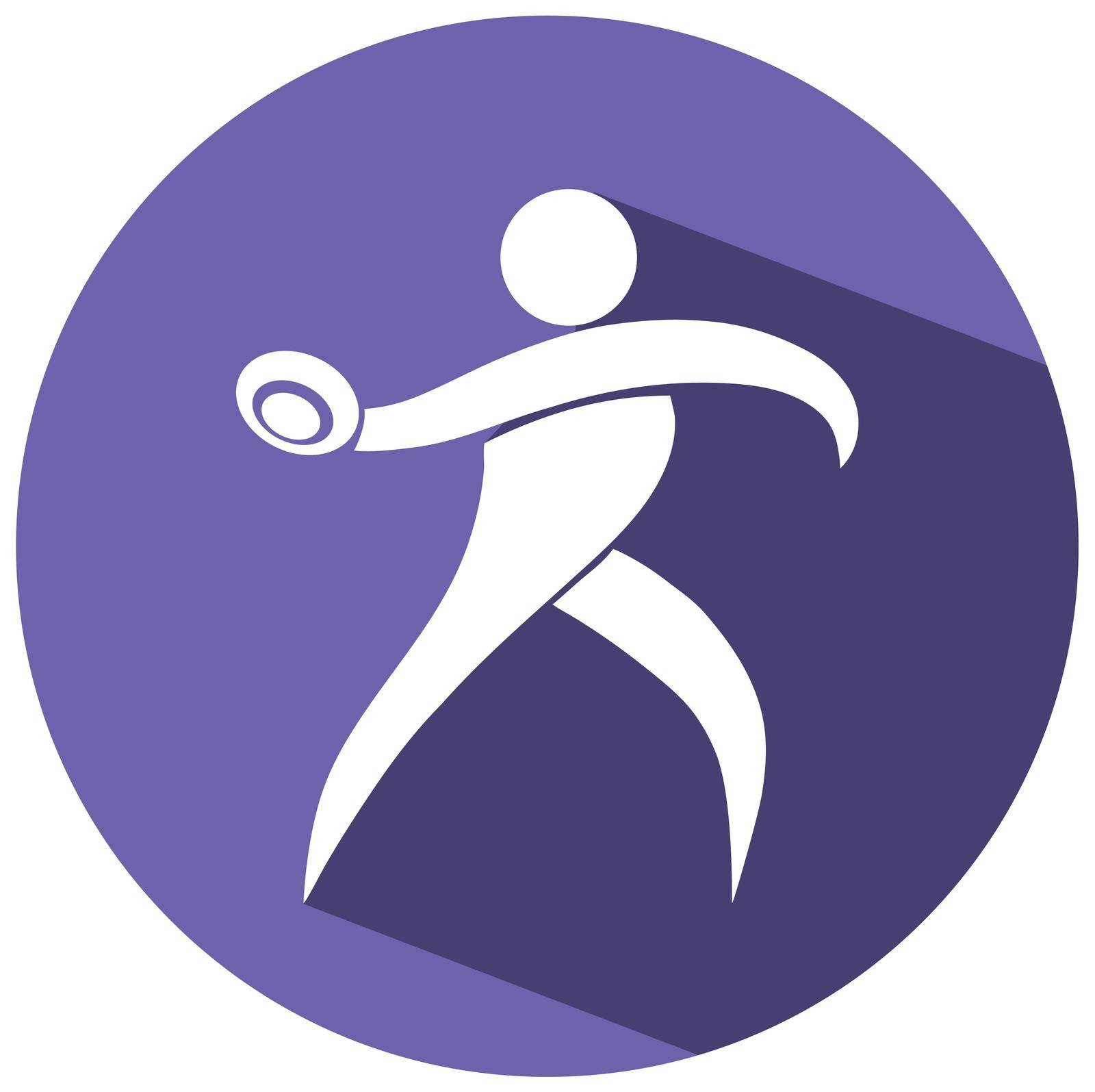 Sport icon design for discus on purple badge illustration