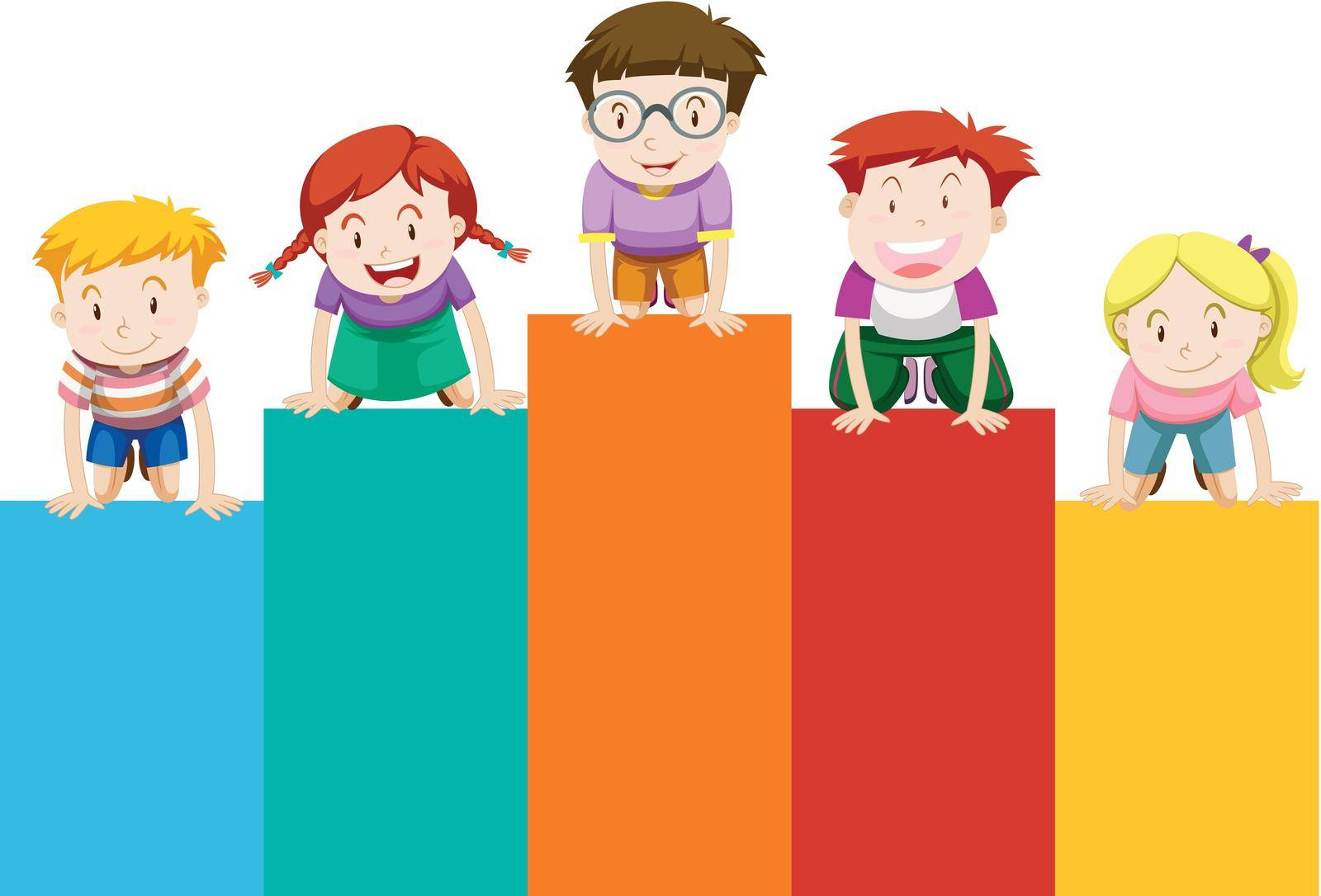 Children on bar chart by iimages