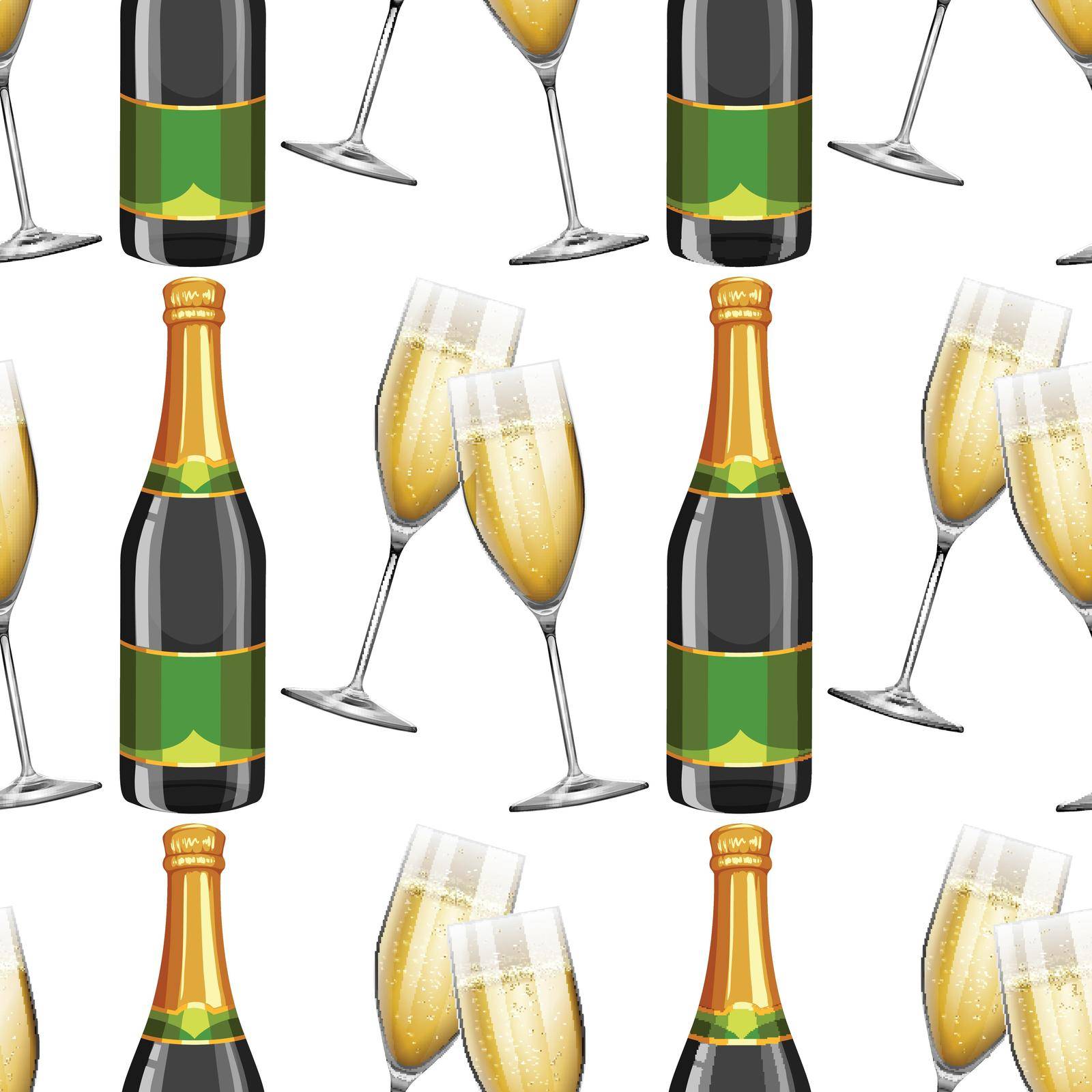 Seamless background with champagne illustration